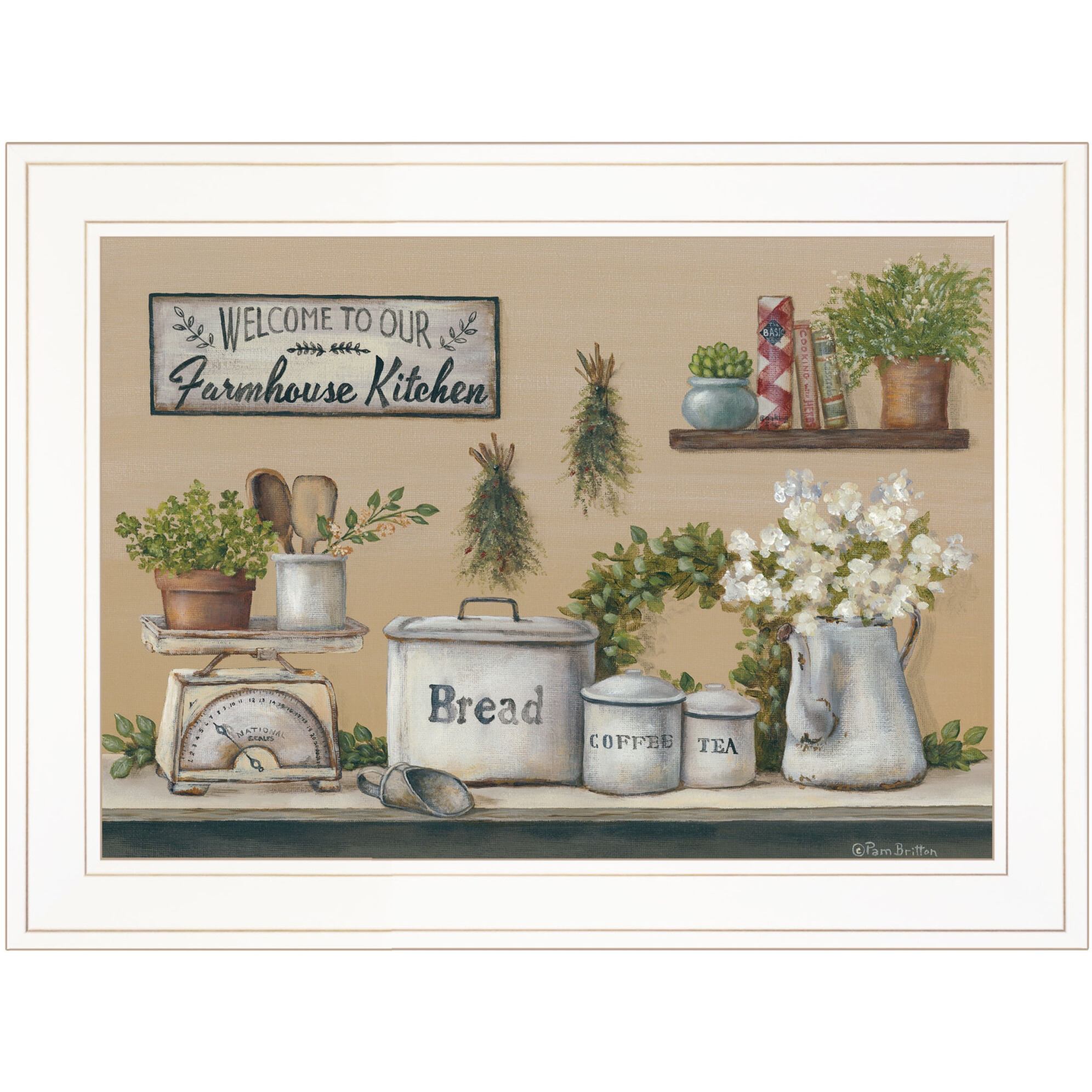 Garden Farmhouse Kitchen White Framed Print Kitchen Wall Art