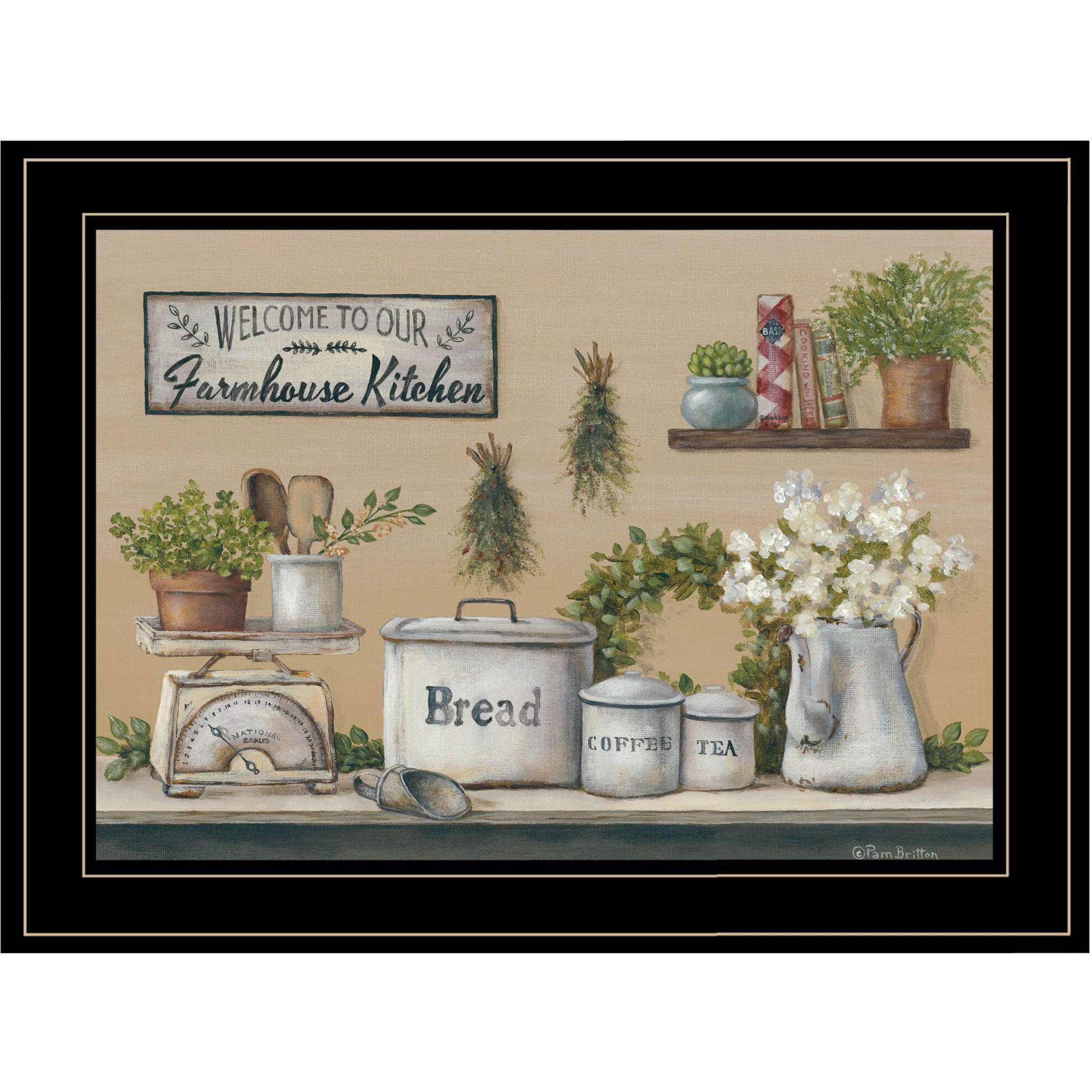 Garden Farmhouse Kitchen Black Framed Print Kitchen Wall Art