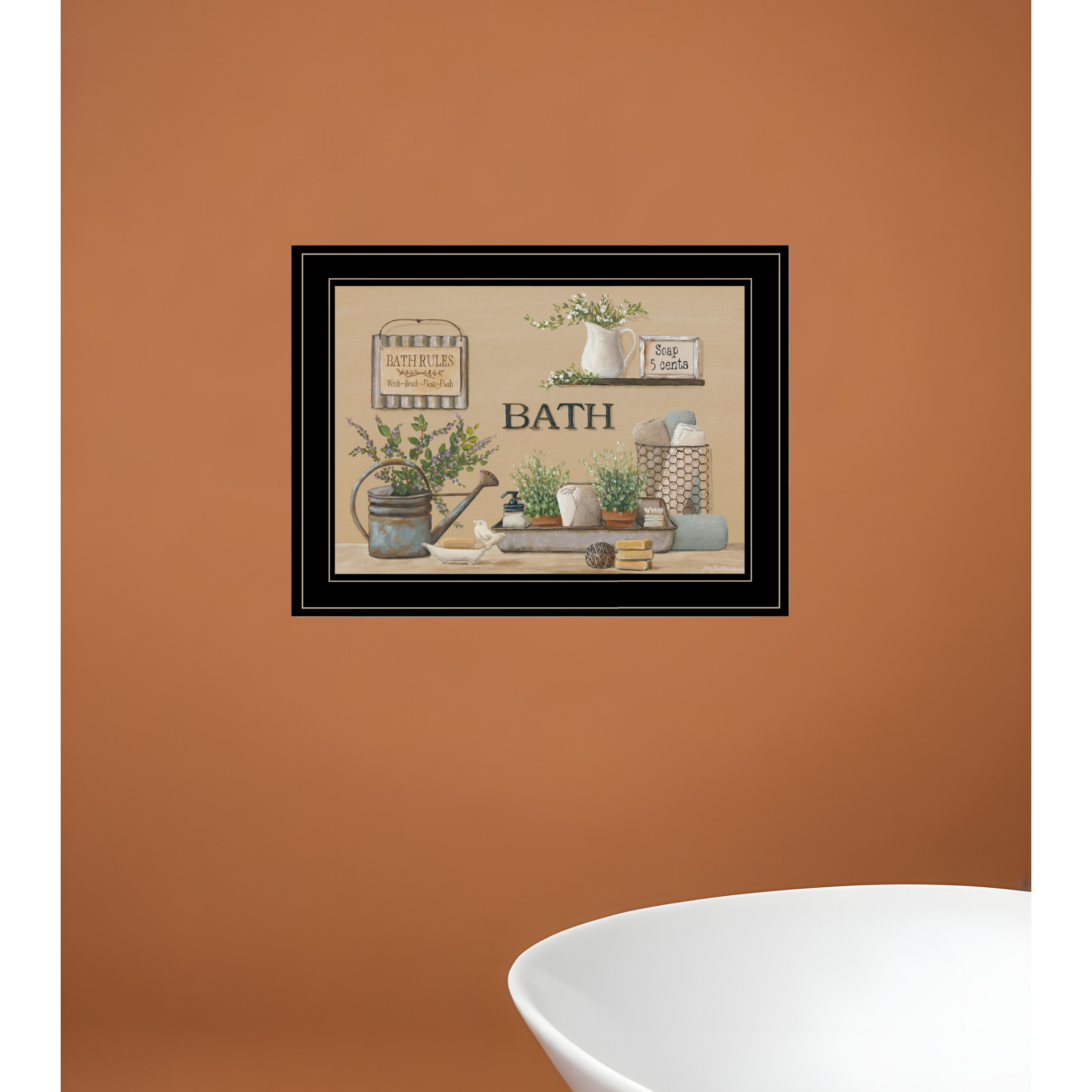 Farmhouse Bath Black Framed Print Bathroom Wall Art