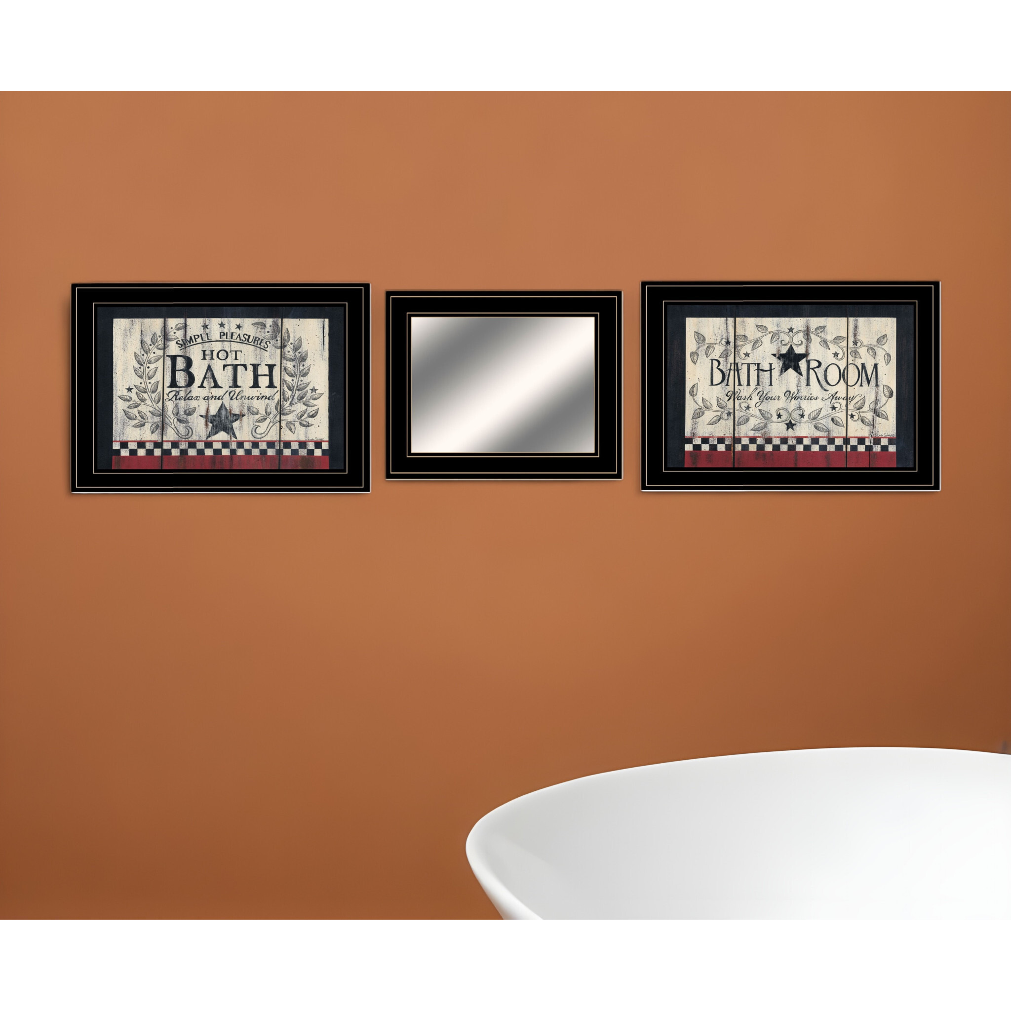 Set Of Three Hot Bath Black Framed Print Bathroom Wall Art