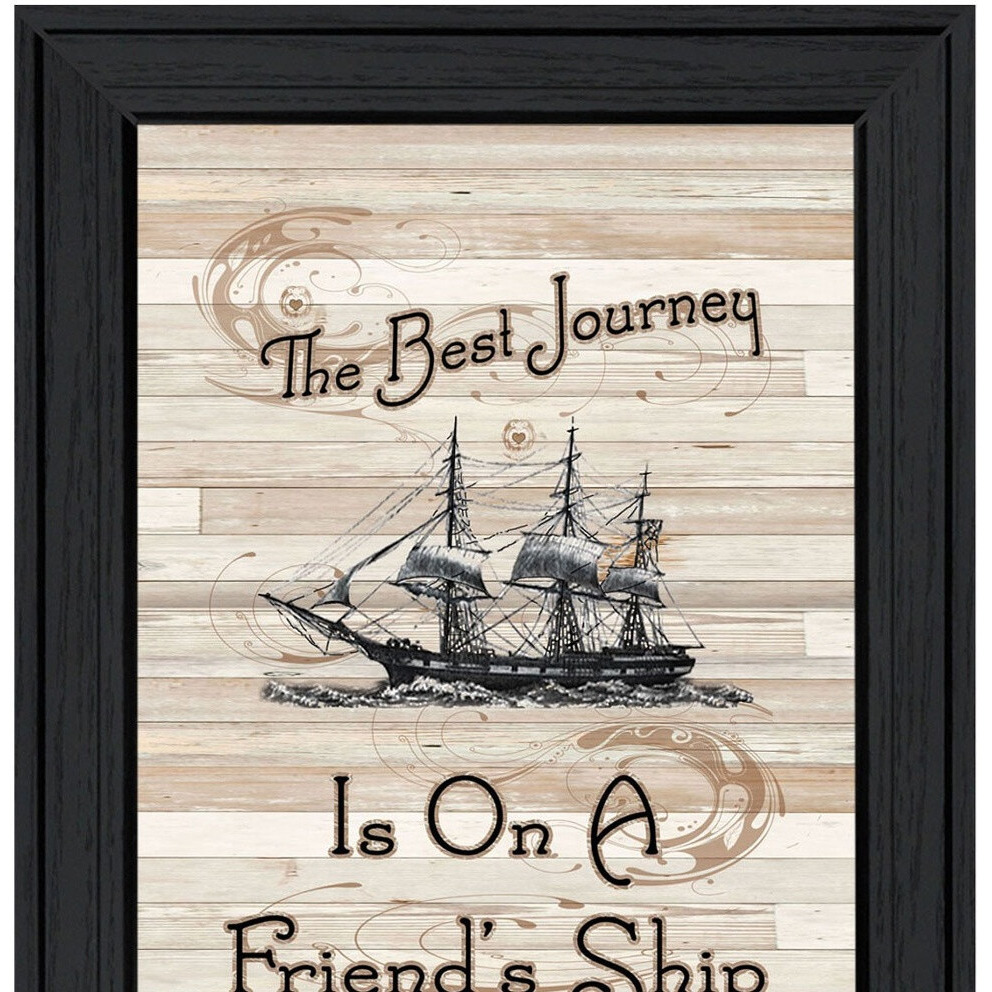 Set Of Three Friendship Journey Black Framed Wall Art With Mirror And Hooks