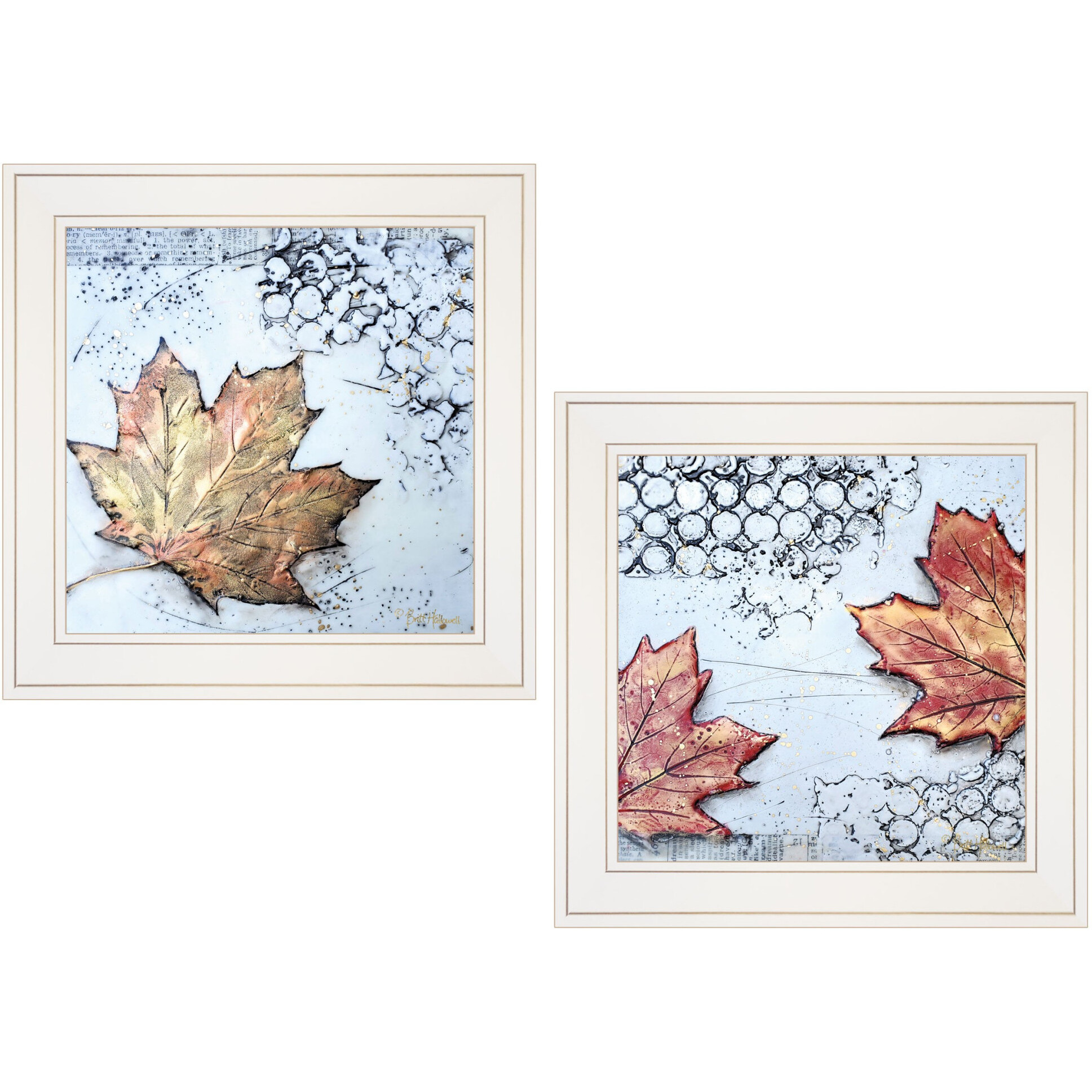 Set Of Two Channeling Fall Leaves White Framed Print Wall Art