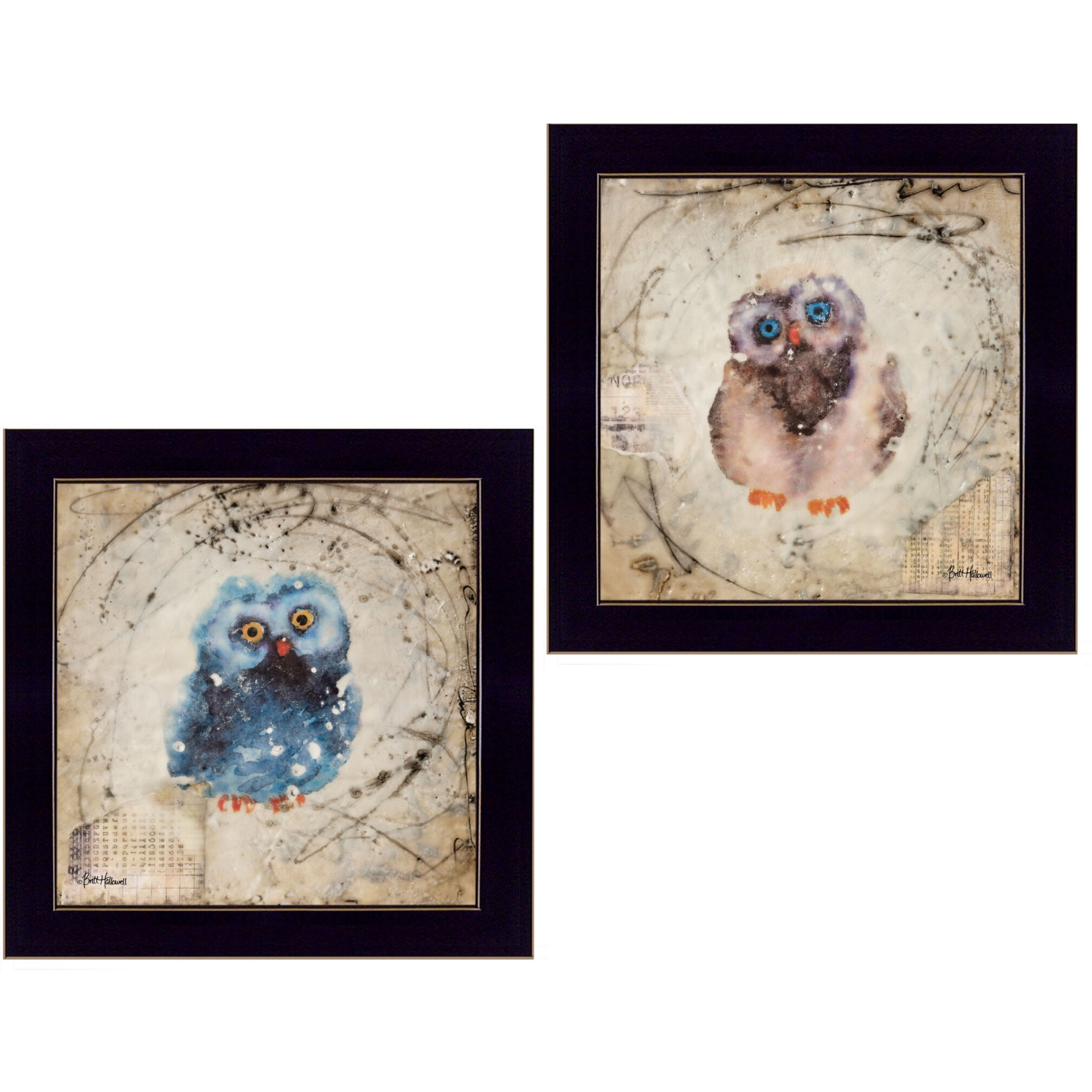 Set Of Two Wonder Years Owls Black Framed Print Wall Art