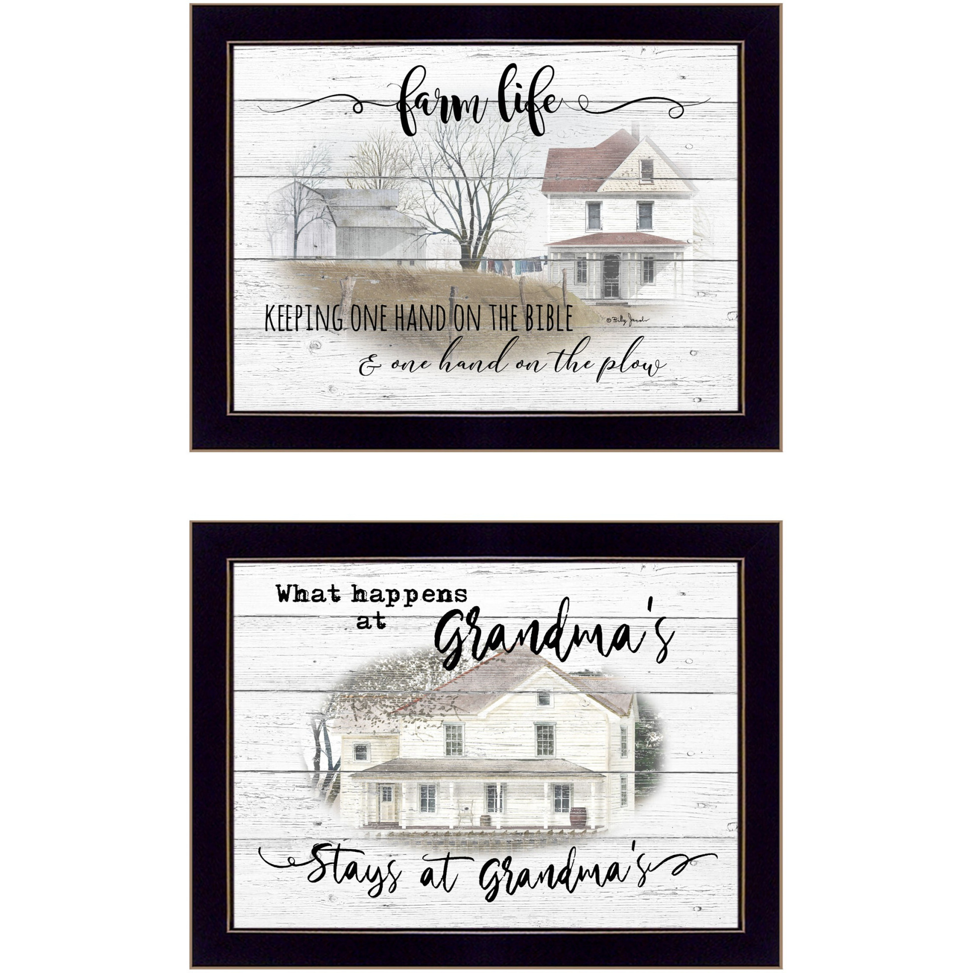 Set Of Two Stays at Grandmas Black Framed Print Wall Art