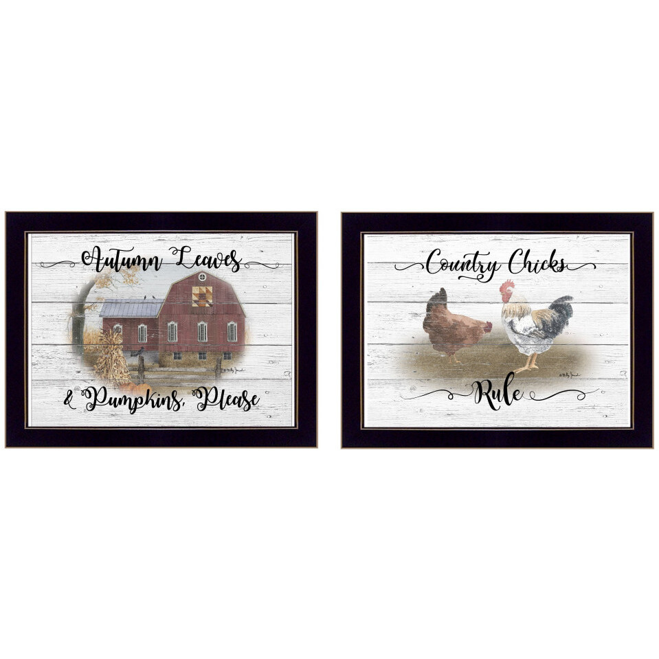 Set Of Two Country Living Black Framed Print Wall Art