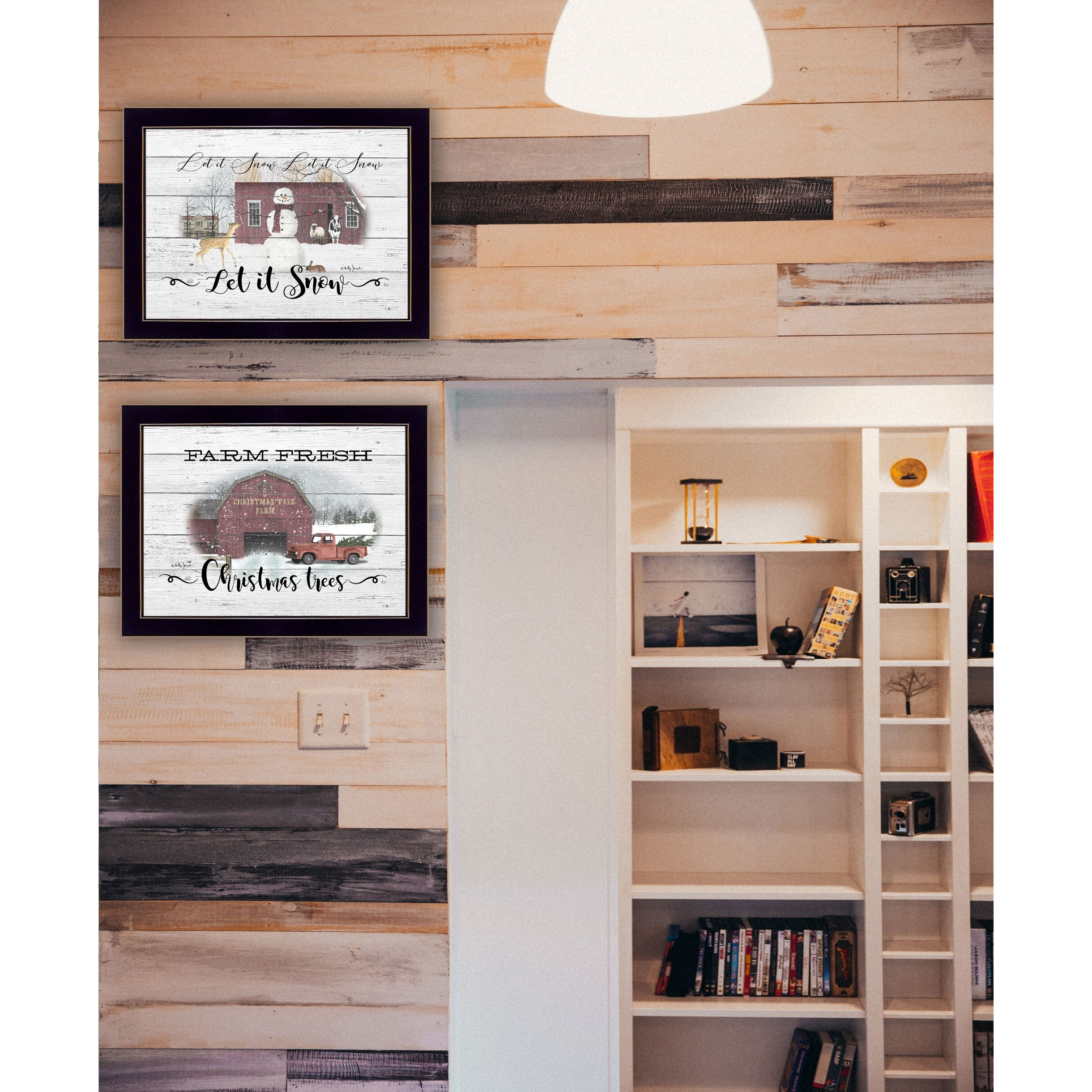 Set Of Two Farm Christmas Black Framed Print Wall Art