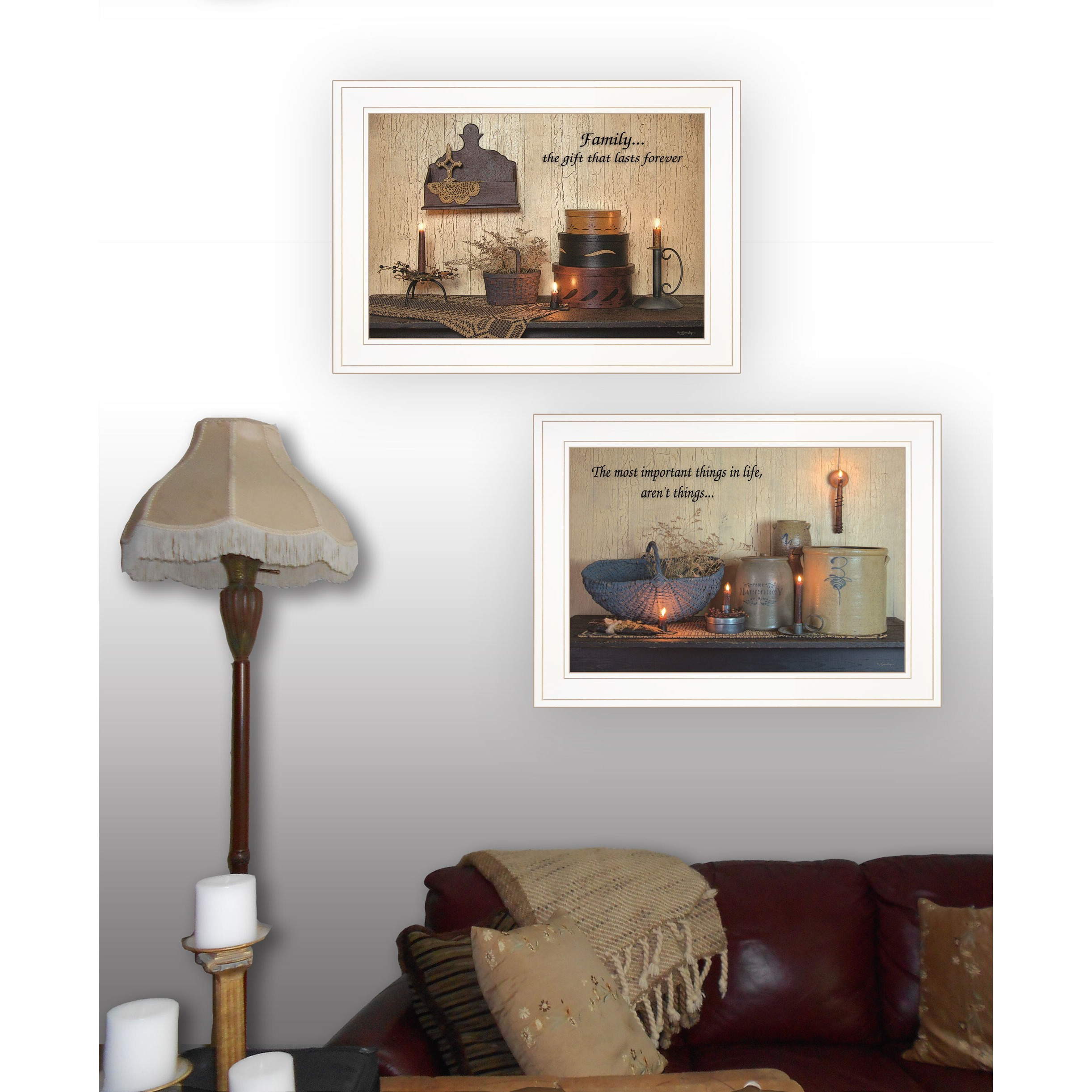 Set Of Two Family Forever White Framed Print Wall Art