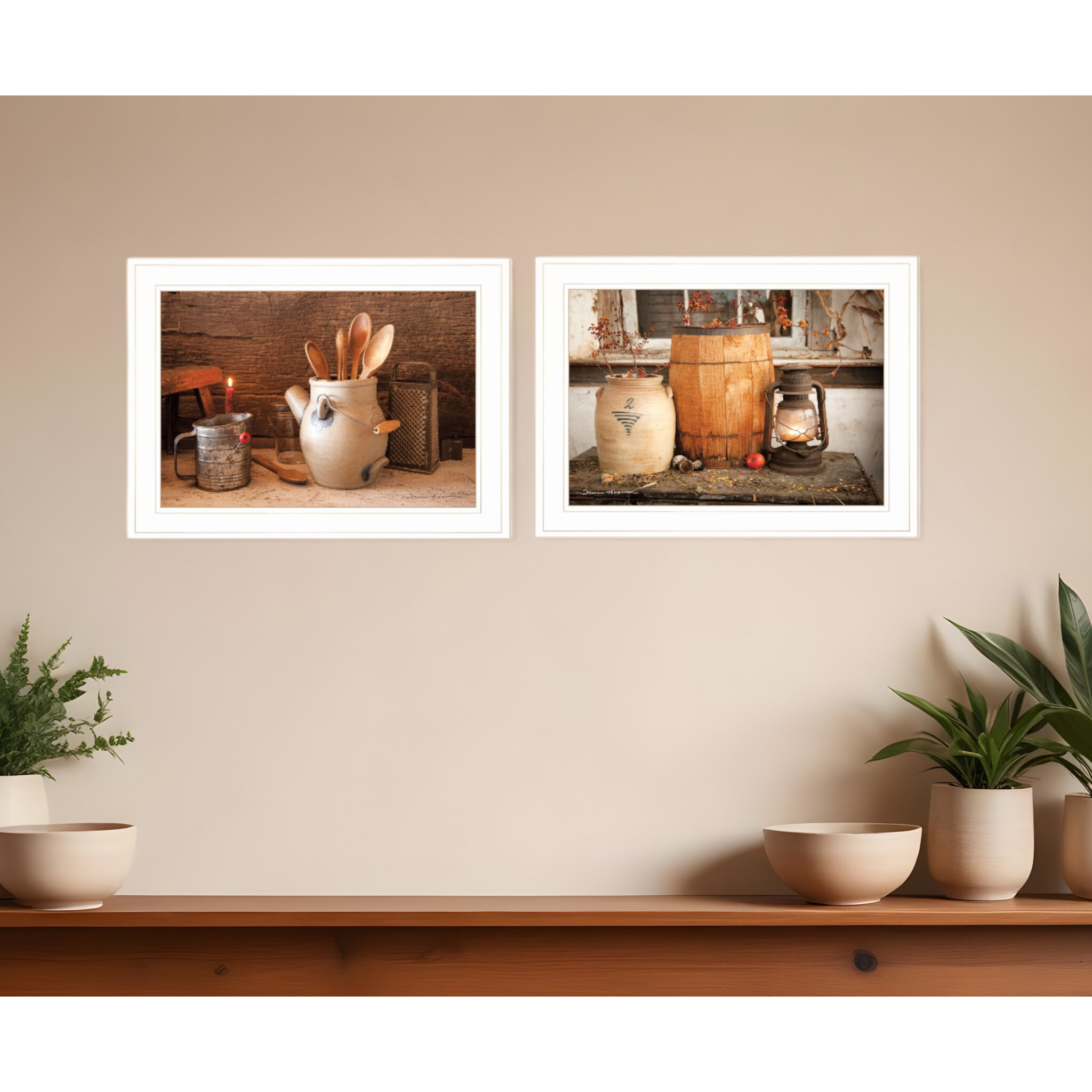 Set Of Two The Nail Keg White Framed Print Wall Art