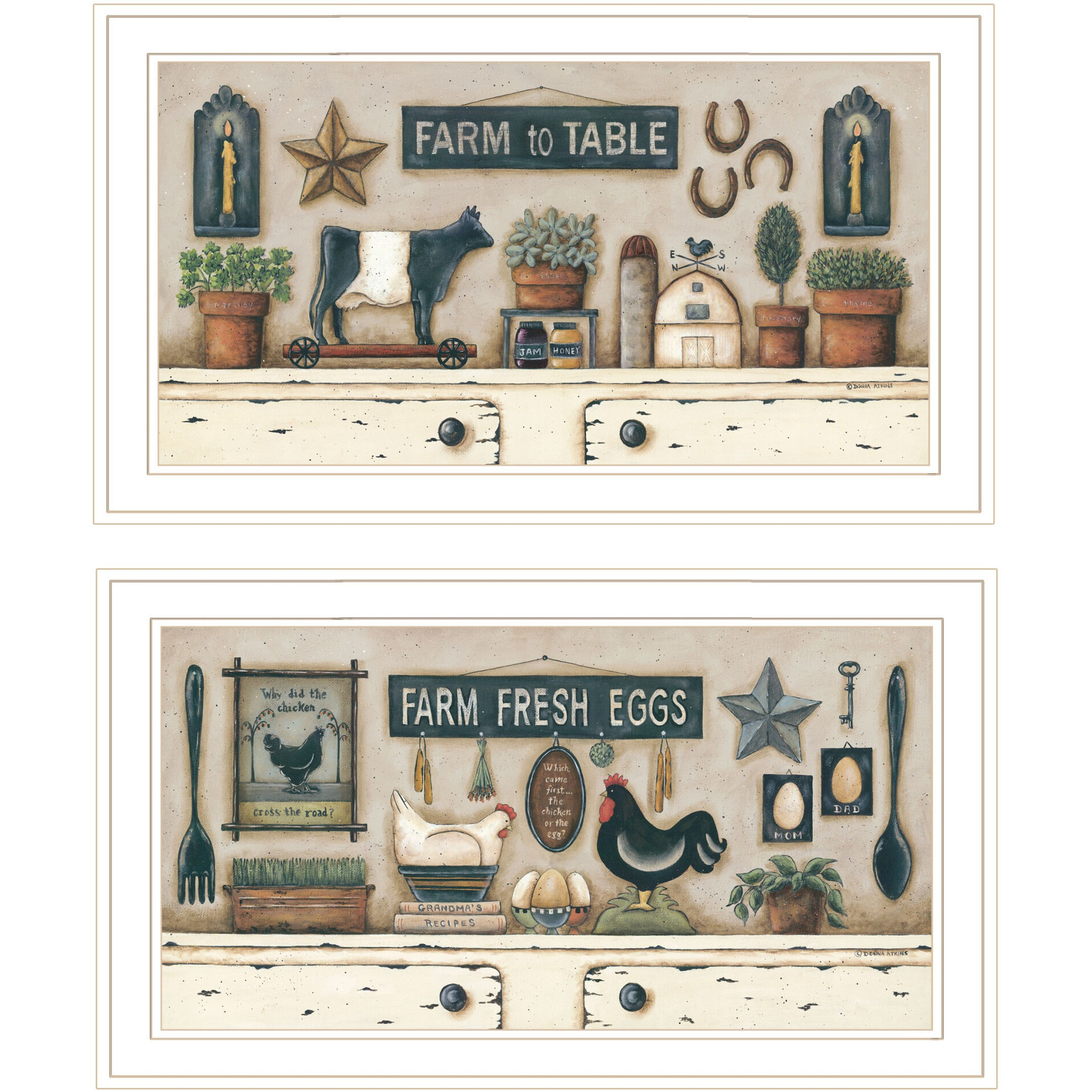 Set Of Two Farm Fresh White Framed Print Wall Art