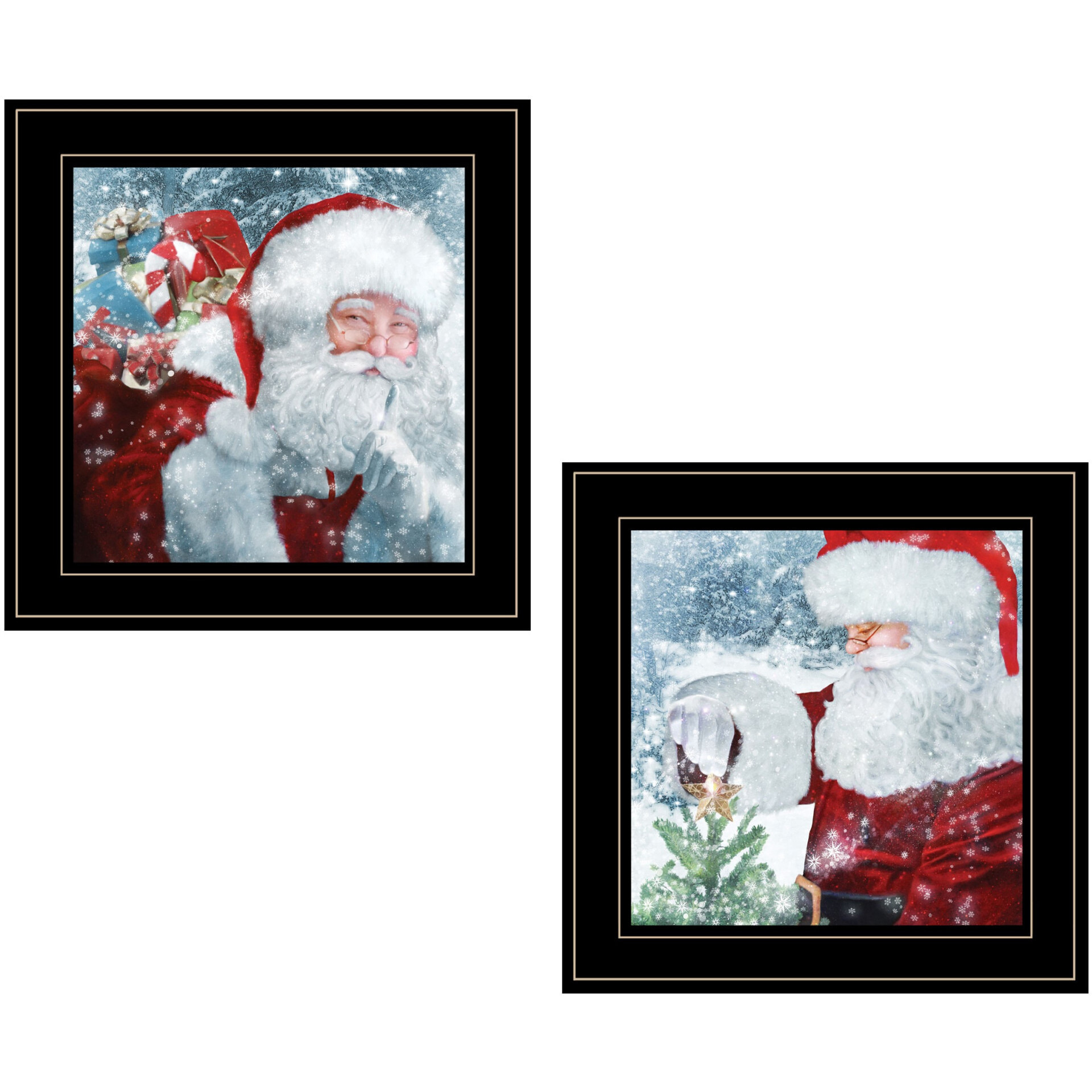 Set Of Two Santas Blessings Black Framed Print Wall Art