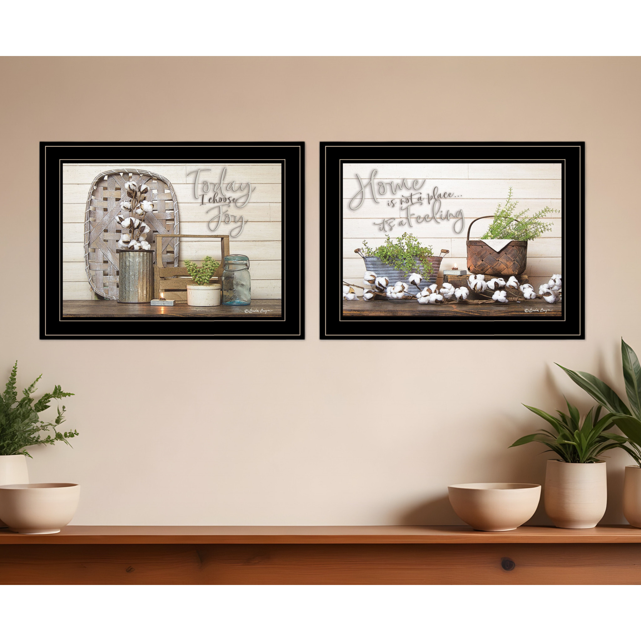 Set Of Two Choose Joy Black Framed Print Wall Art