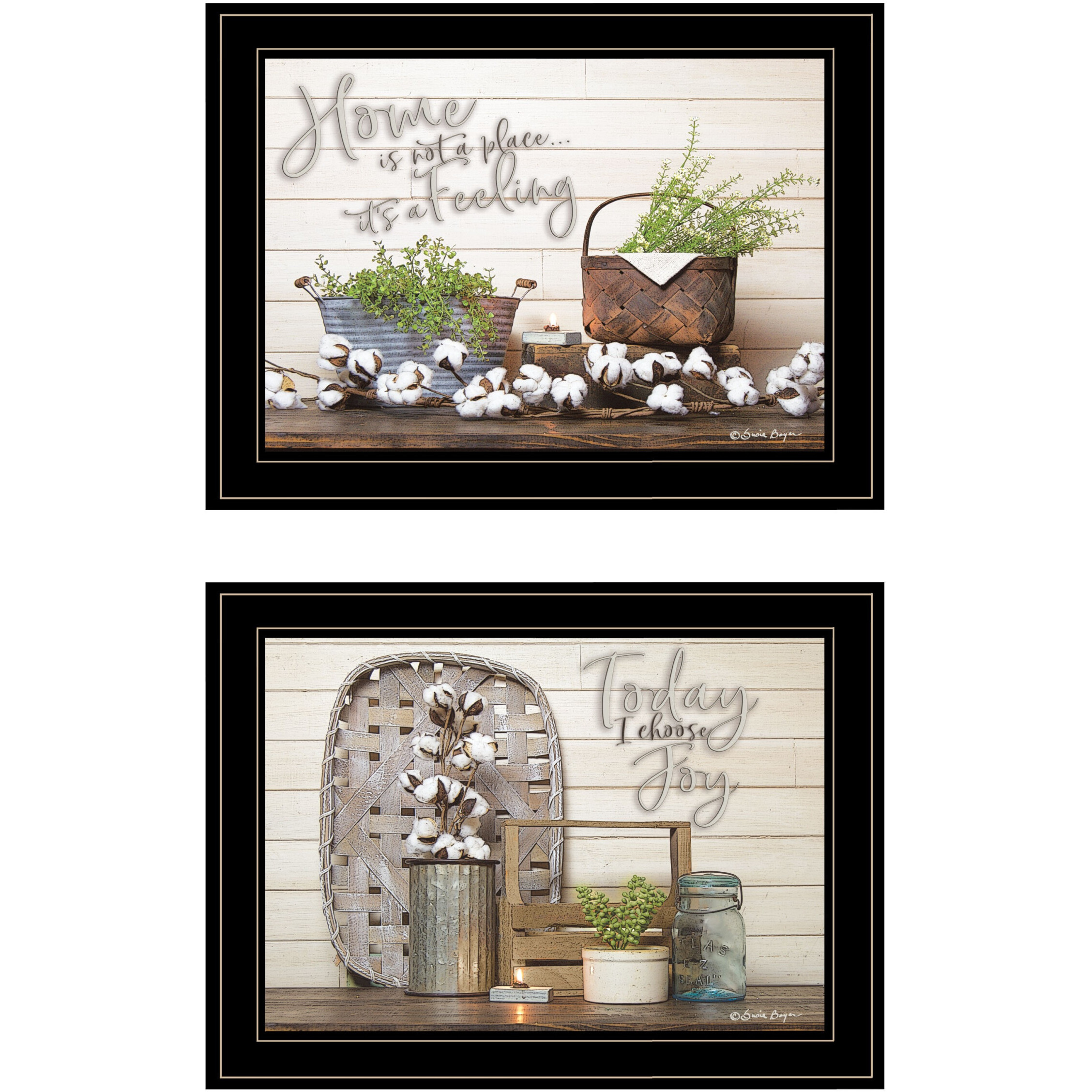 Set Of Two Choose Joy Black Framed Print Wall Art