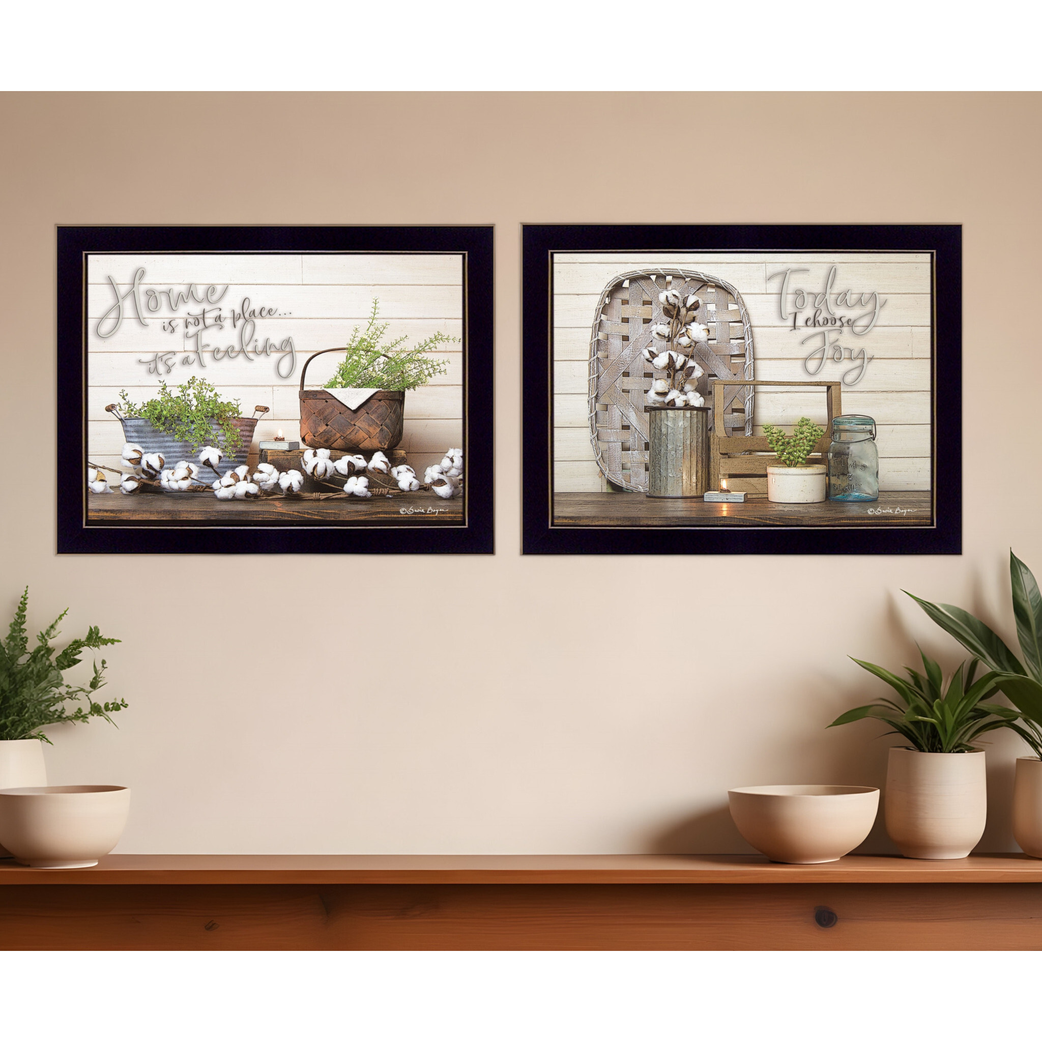 Set Of Two Choose Joy Black Framed Print Wall Art