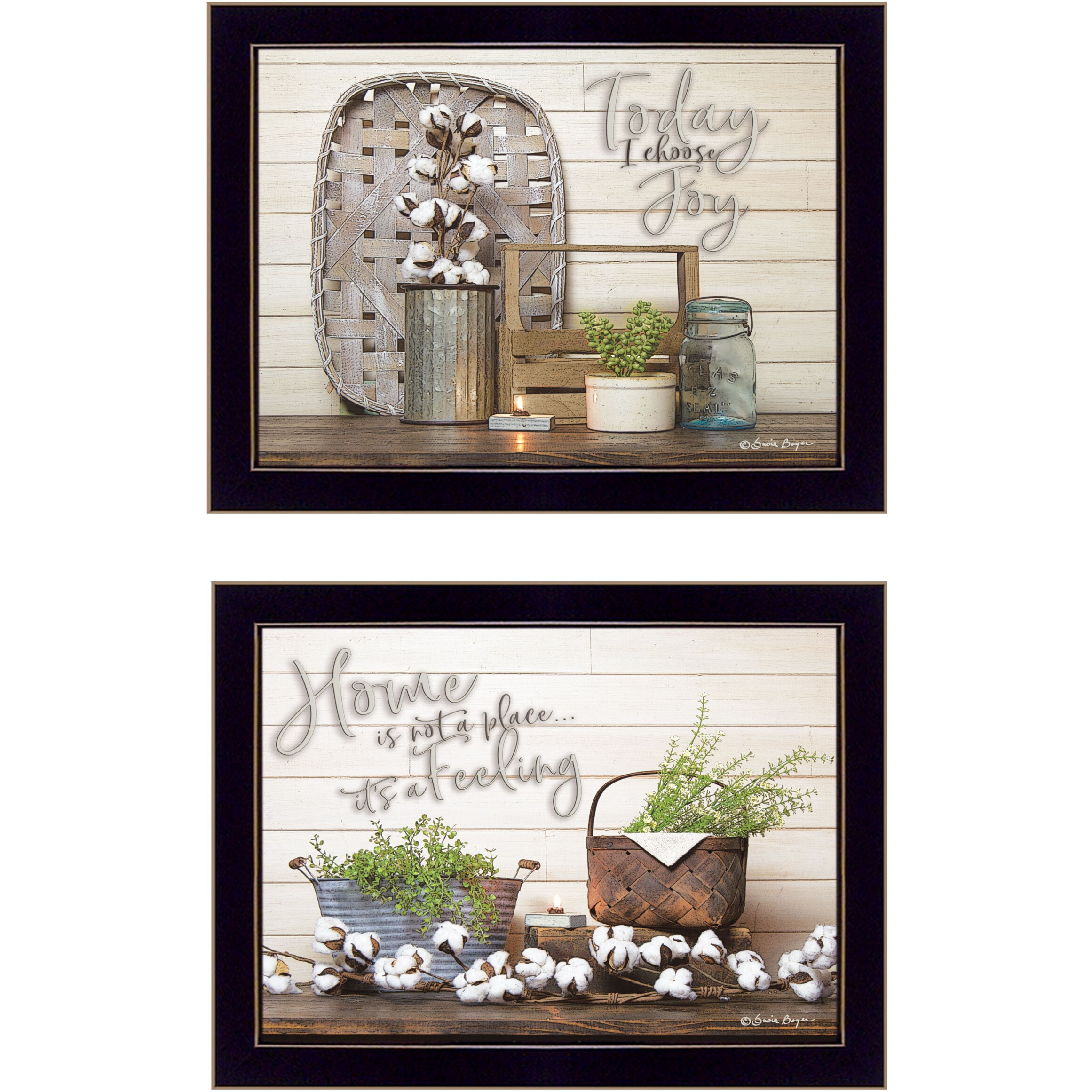 Set Of Two Choose Joy Black Framed Print Wall Art