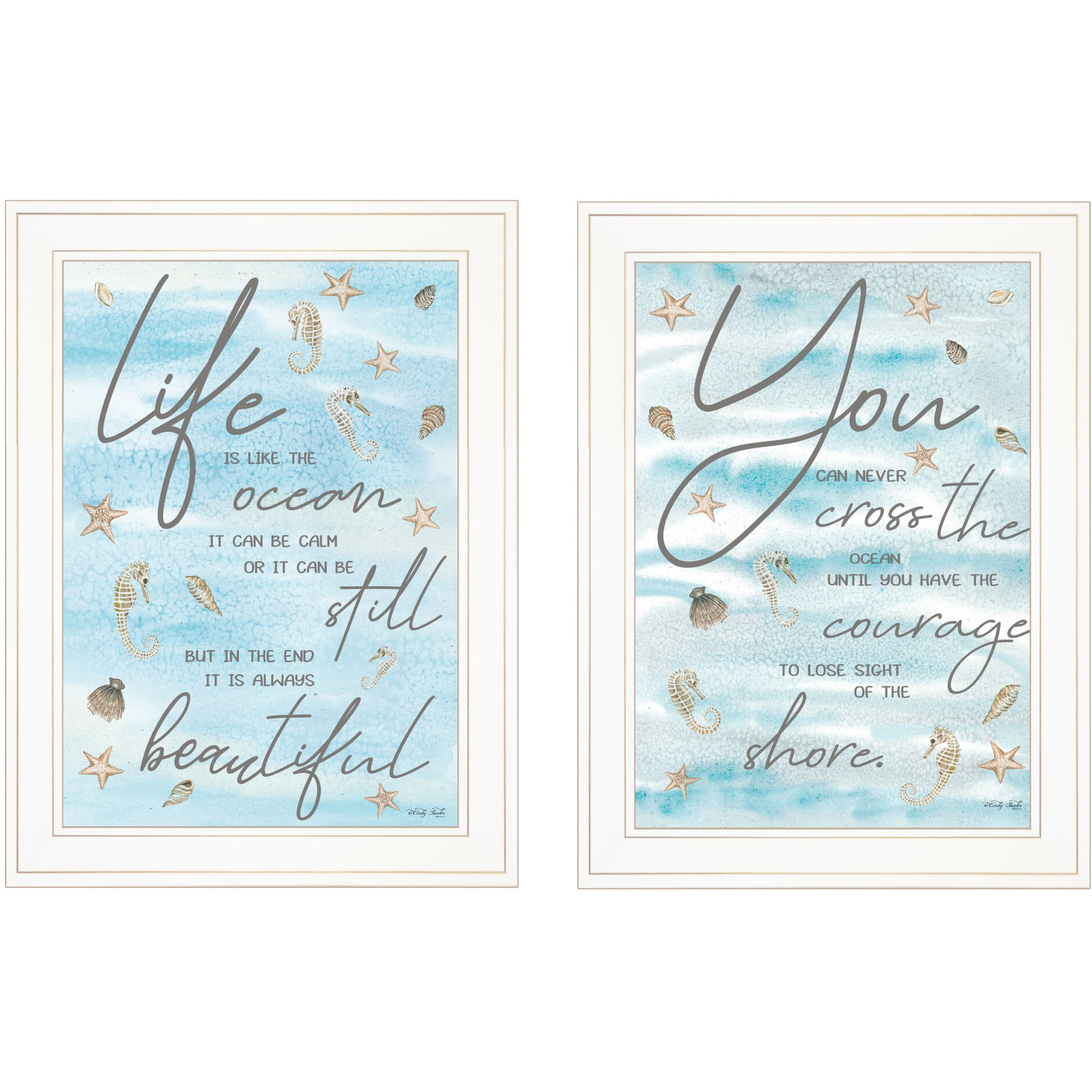 Set Of Two Life Is White Framed Print Wall Art