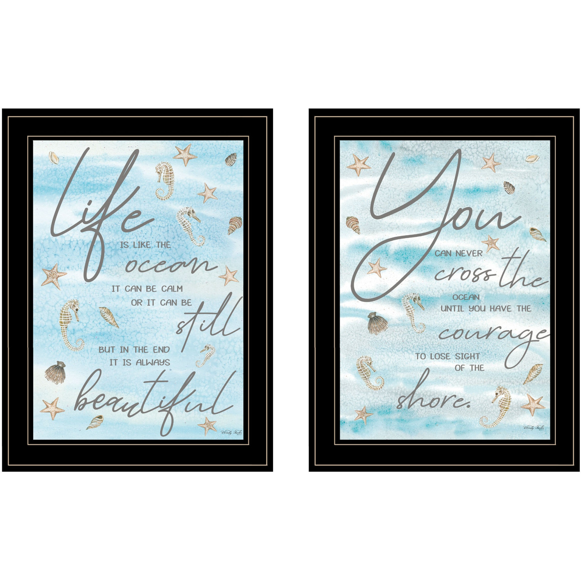 Set Of Two Life Is Black Framed Print Wall Art