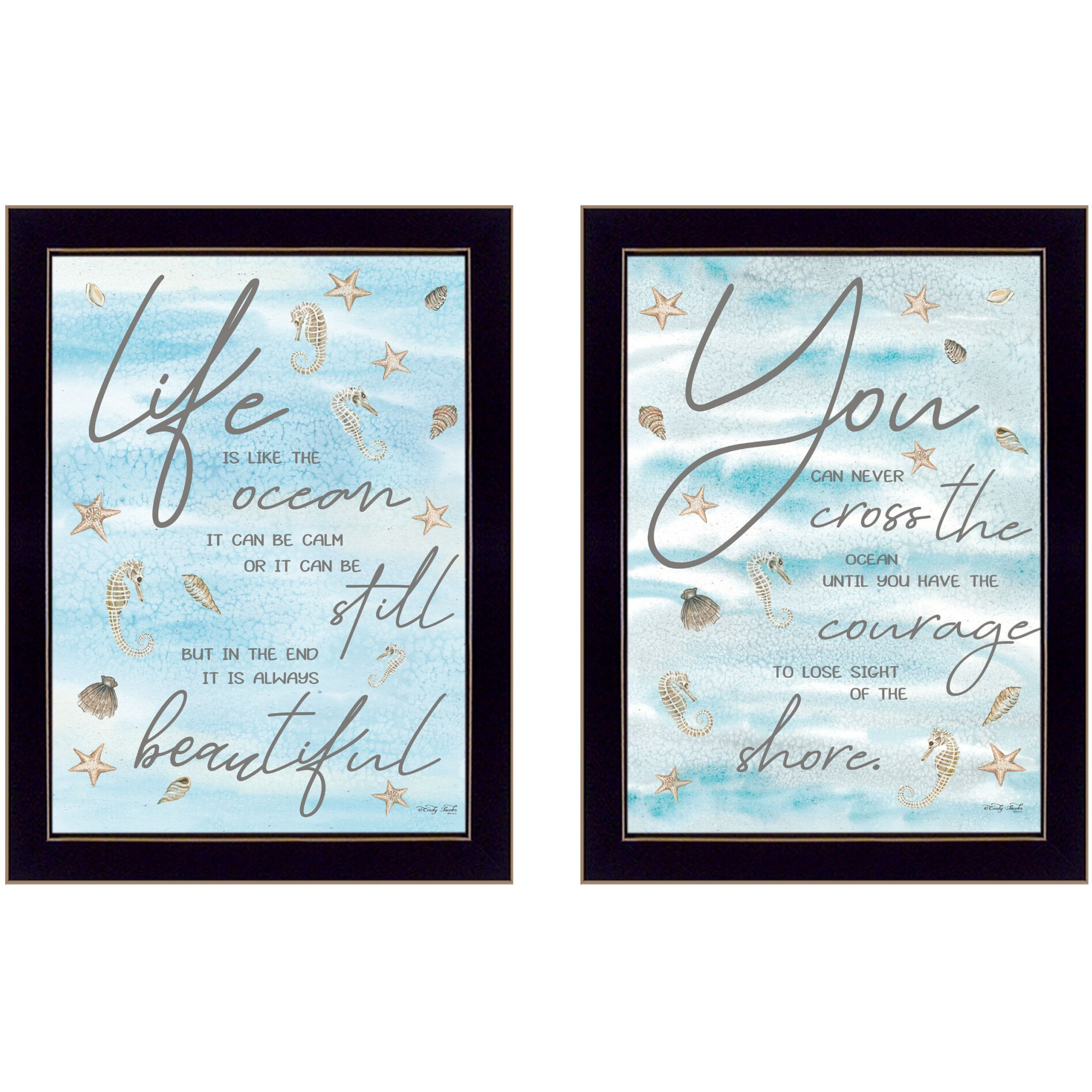 Set Of Two Life Is Black Framed Print Wall Art