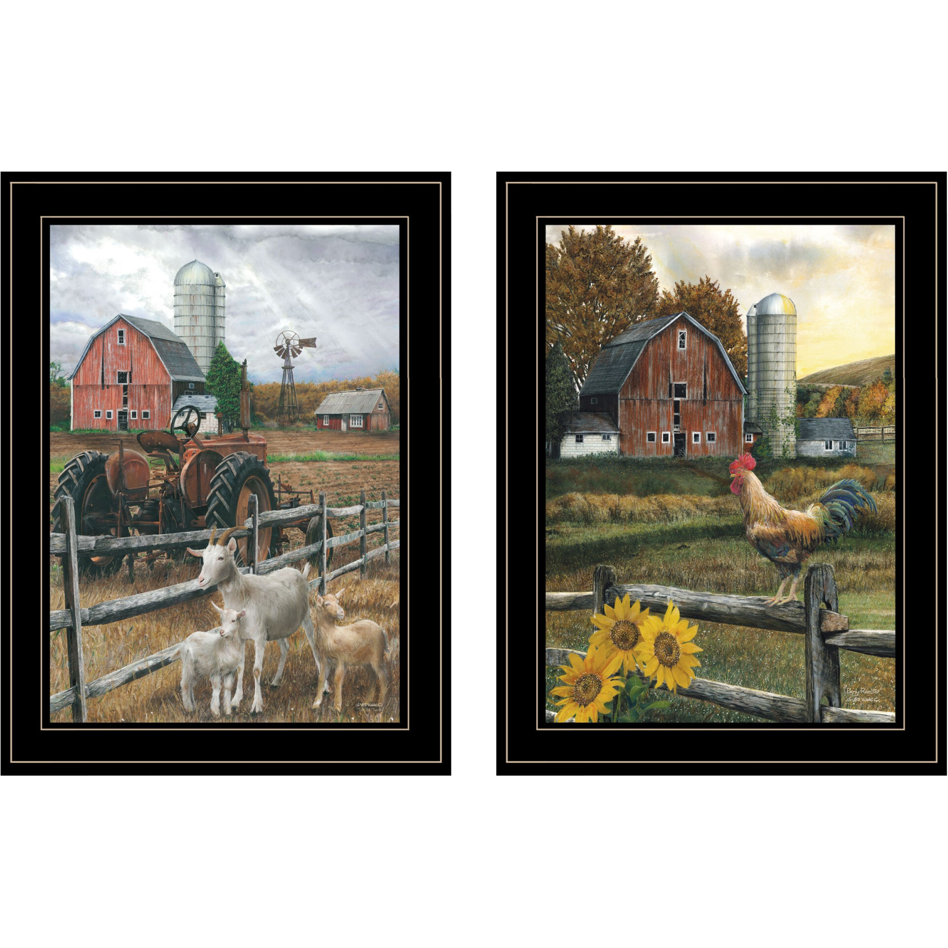 Set Of Two Farm Life Black Framed Print Wall Art
