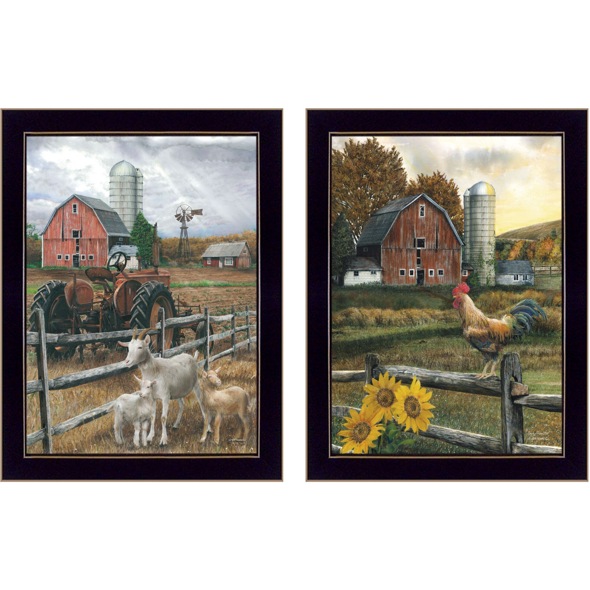 Set Of Two Farm Life Black Framed Print Wall Art