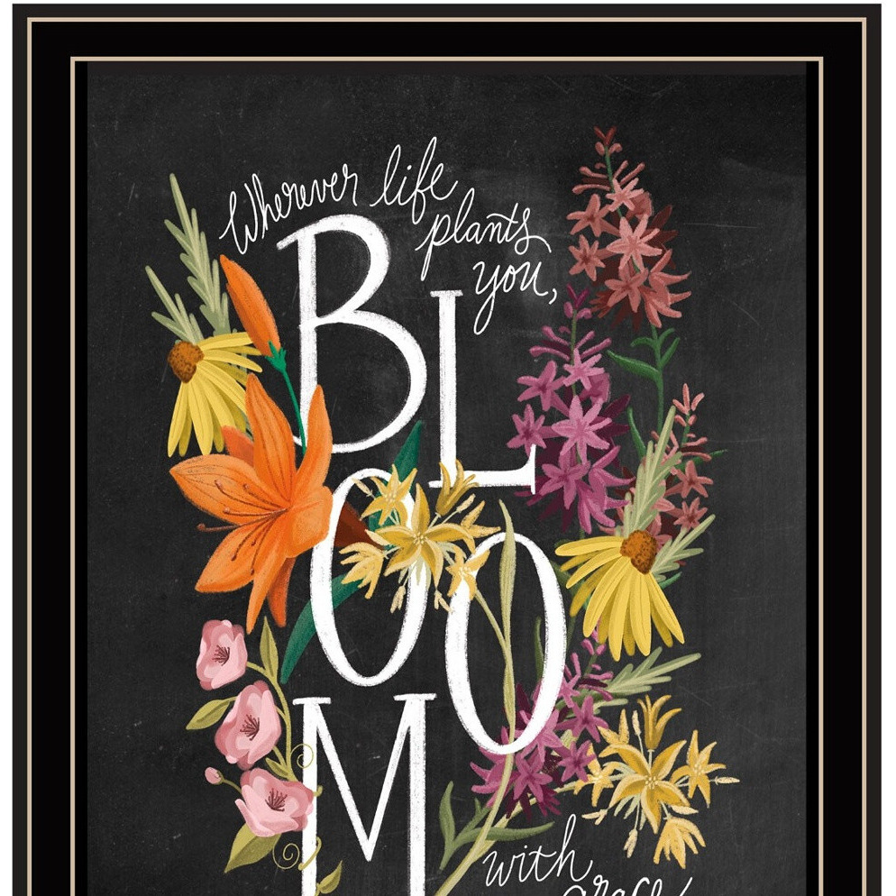 Set Of Two Love Grows Here Black Framed Print Wall Art