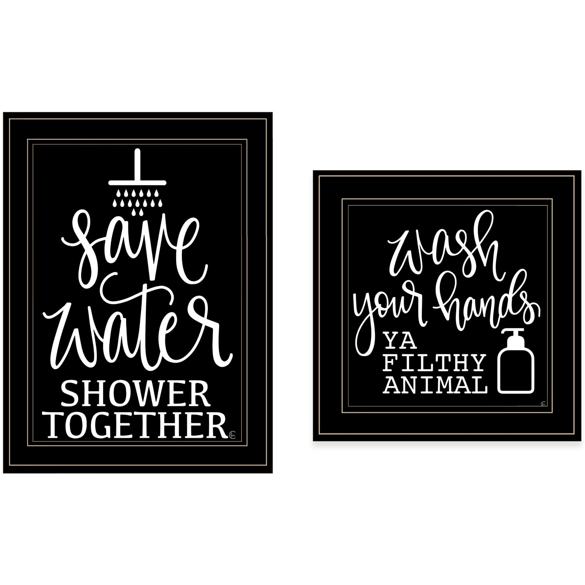 Set Of Two Wash Up Black Framed Print Bathroom Wall Art