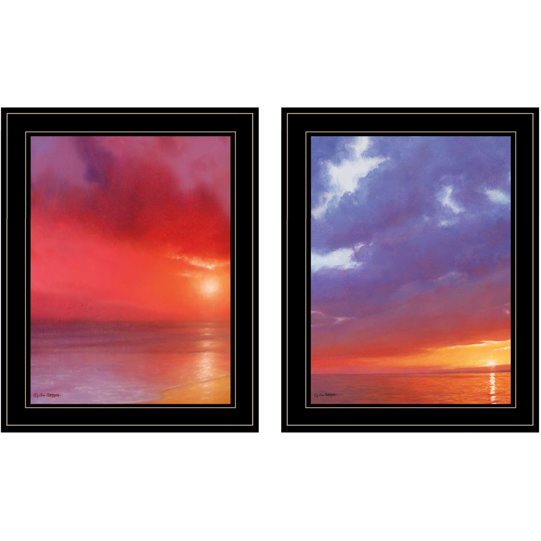 Set Of Two Sunset Black Framed Print Wall Art