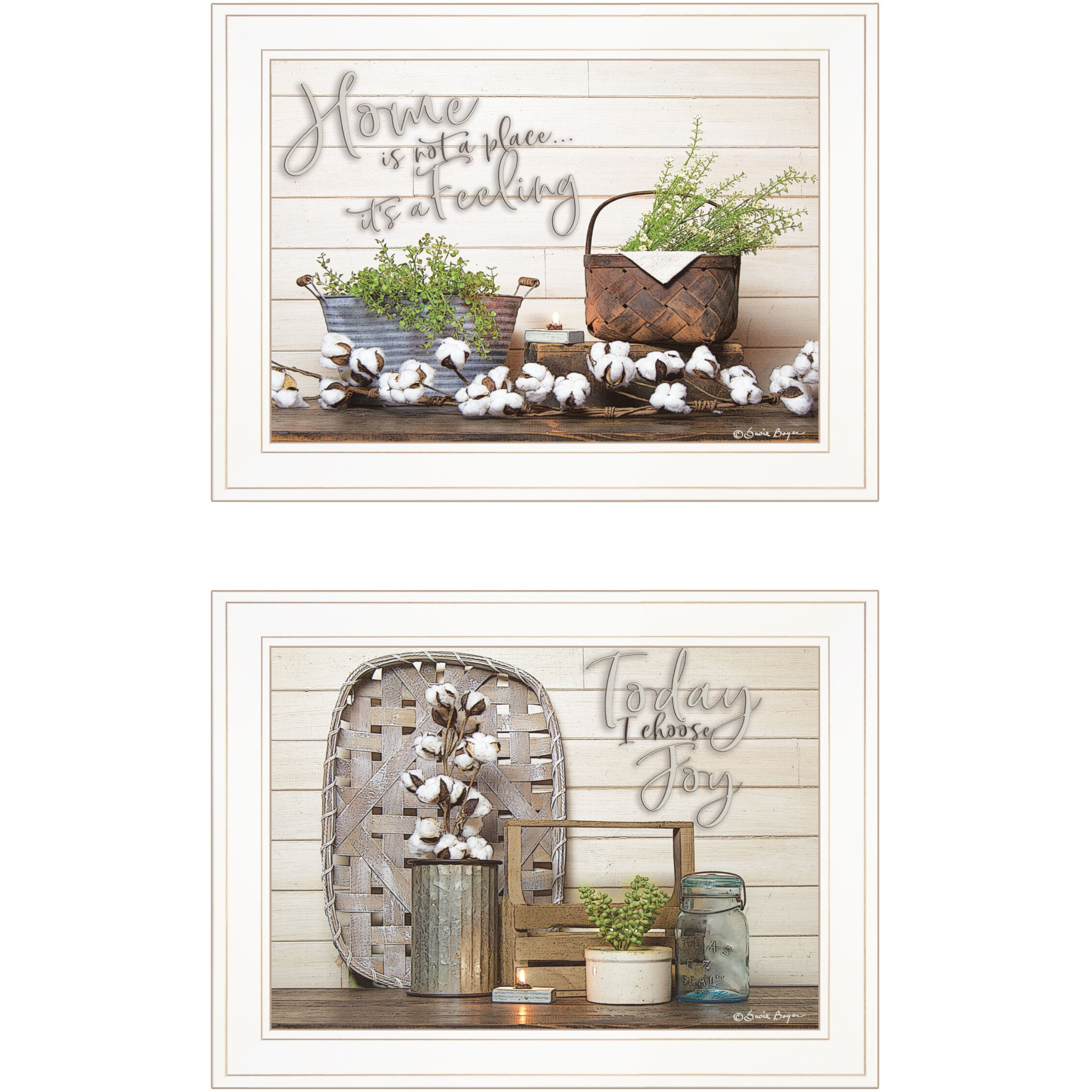 Set Of Two Choose Joy White Framed Print Wall Art