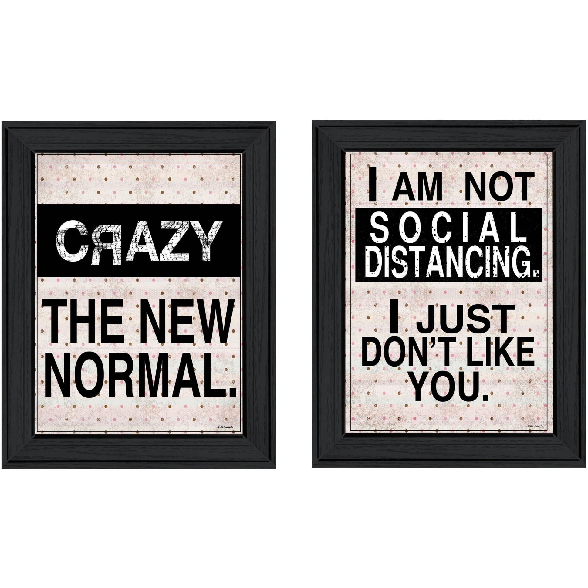 Set Of Two The New Normal Black Framed Print Wall Art