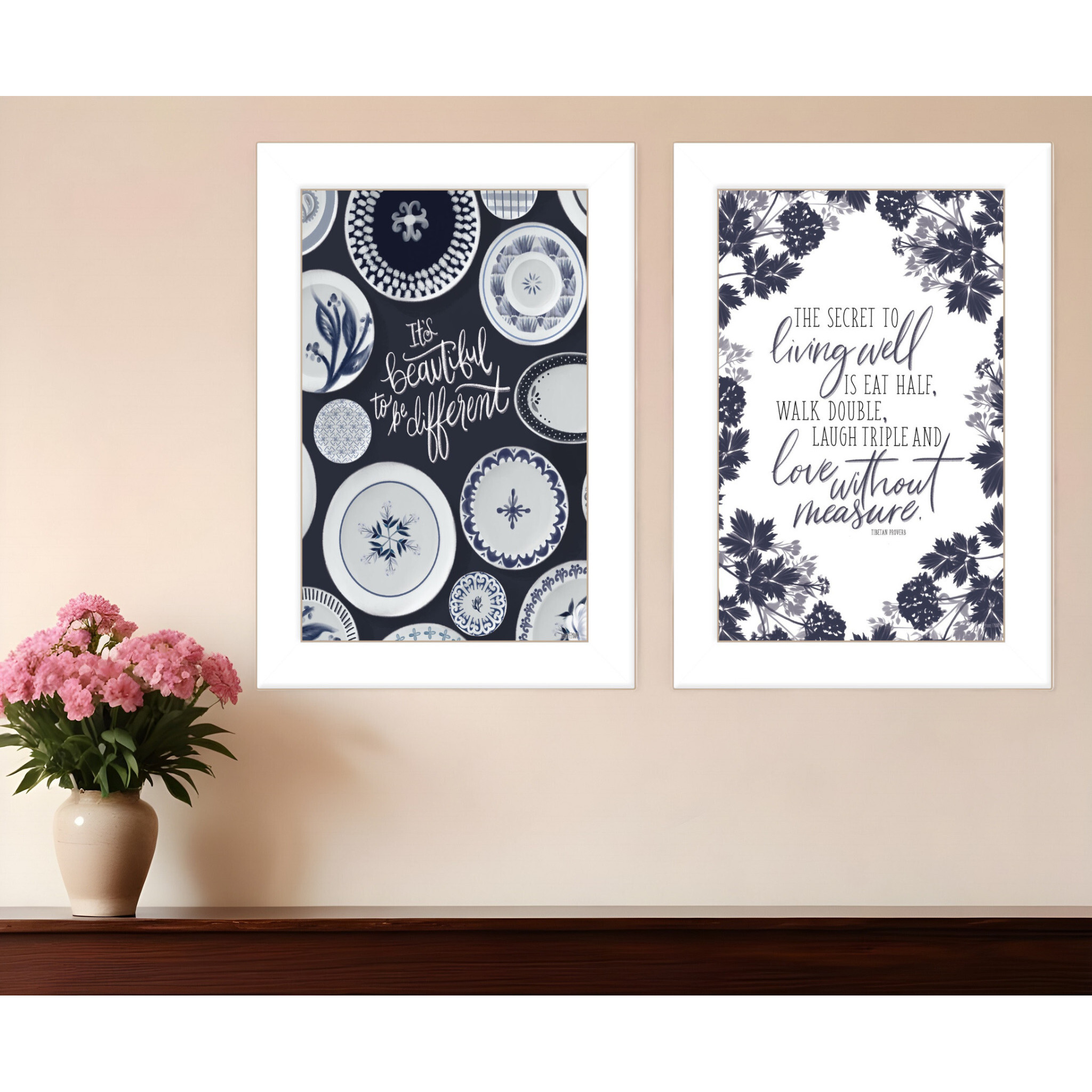 Set Of Two The Secret Beauty White Framed Print Wall Art