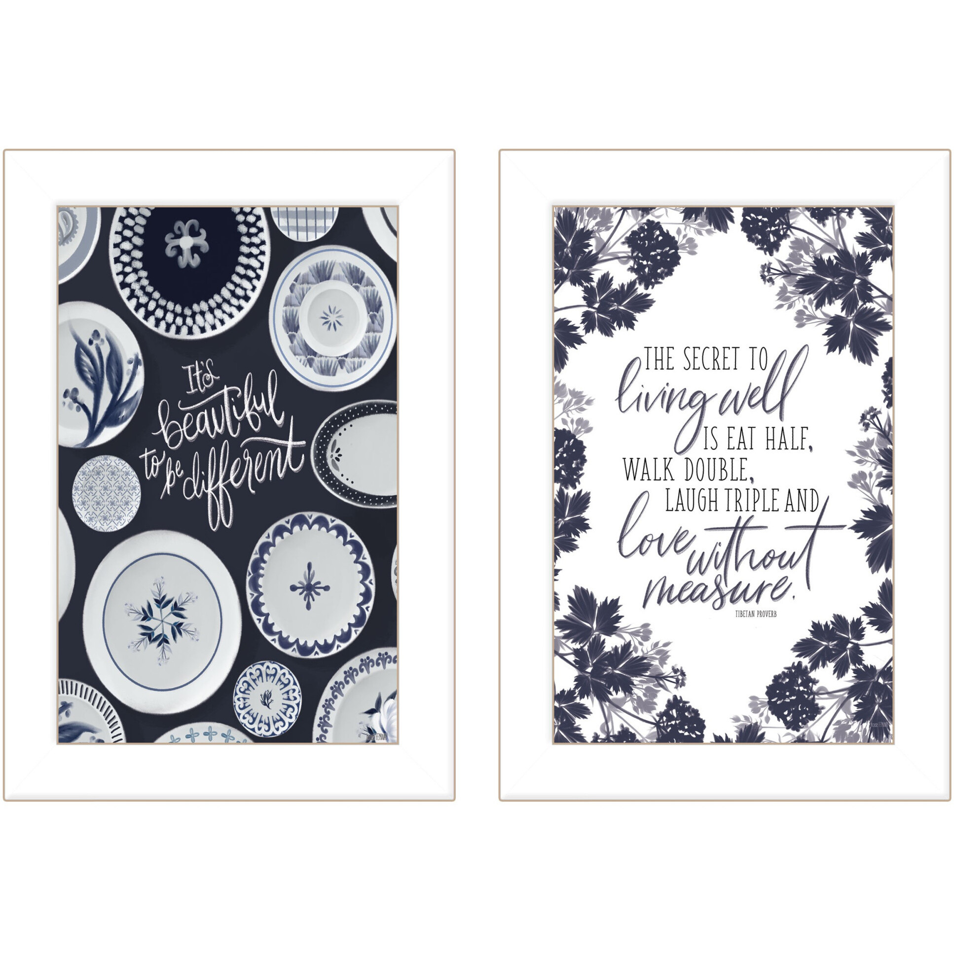 Set Of Two The Secret Beauty White Framed Print Wall Art