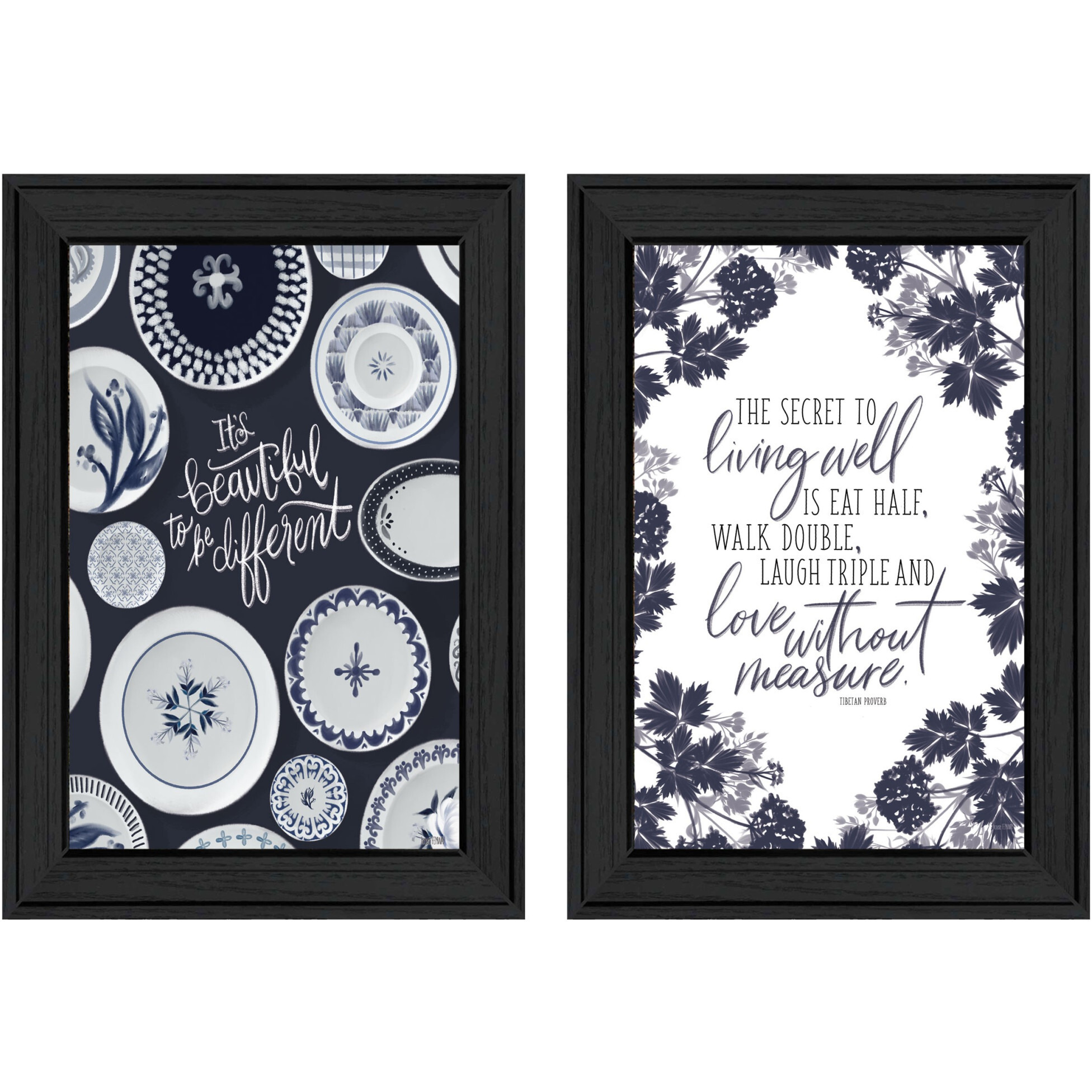 Set Of Two The Secret Beauty Black Framed Print Wall Art