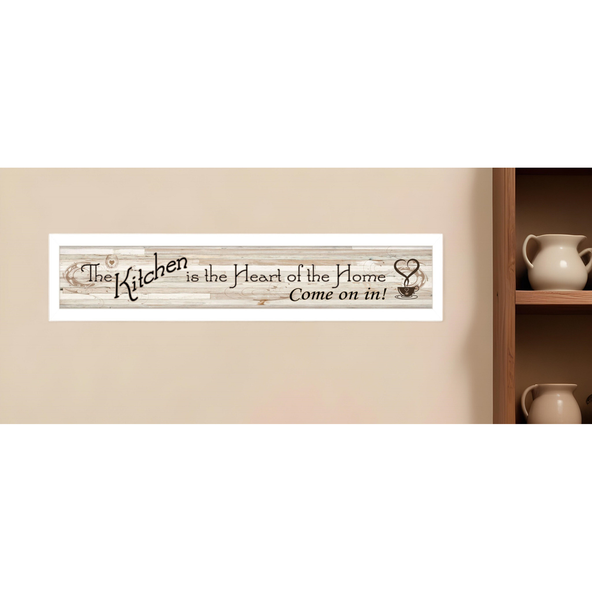 Kitchen Is The Heart of The Home White Framed Print Kitchen Wall Art