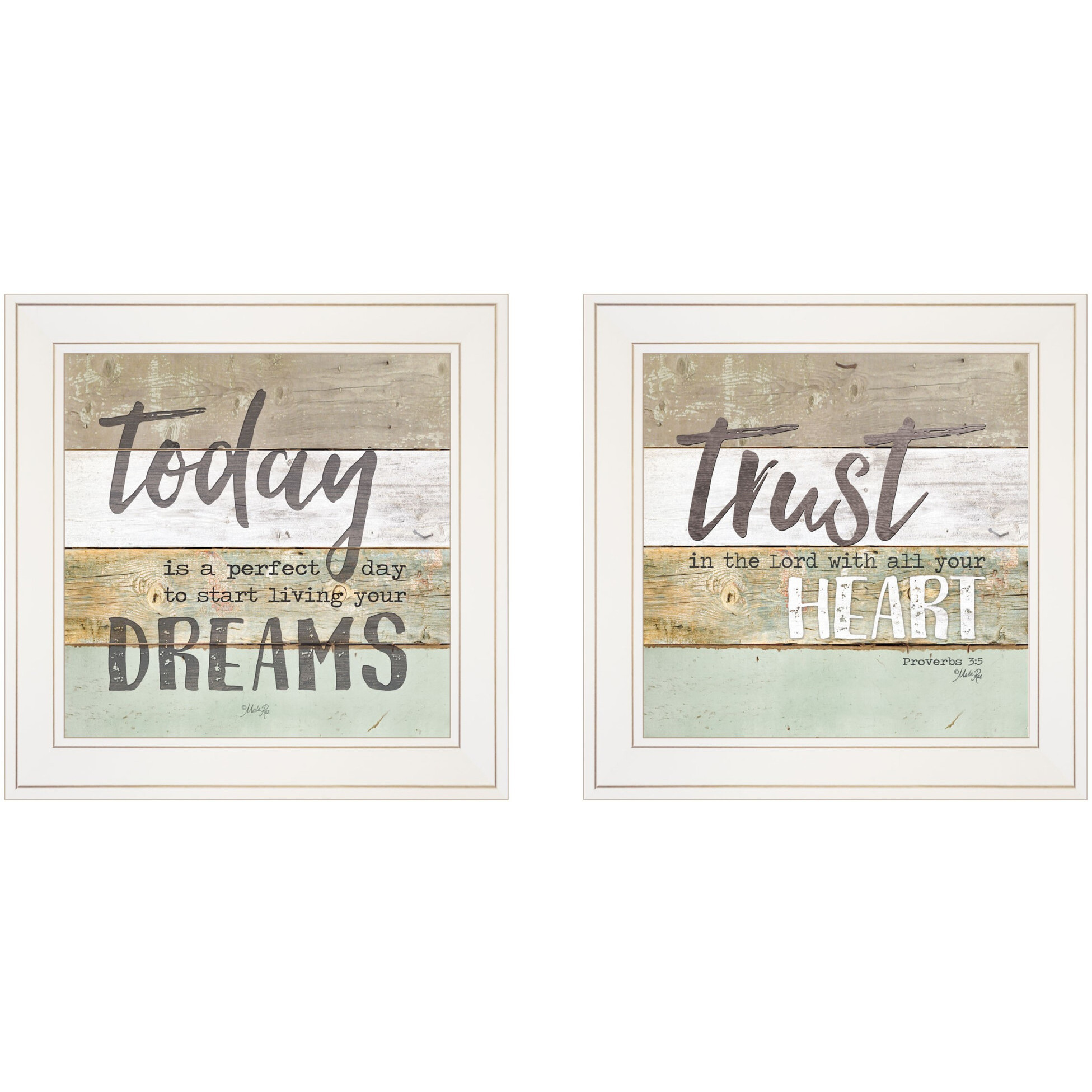 Set Of Two Trusting in the Lord White Framed Print Wall Art