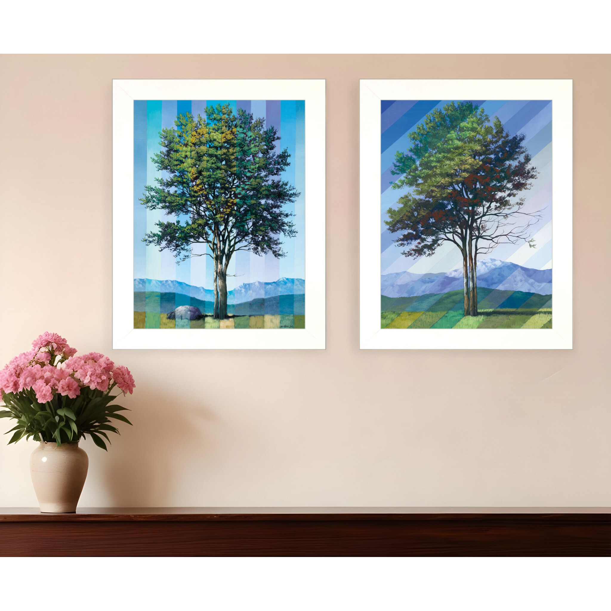 Set Of Two Catching Light as Time Passes White Framed Print Wall Art