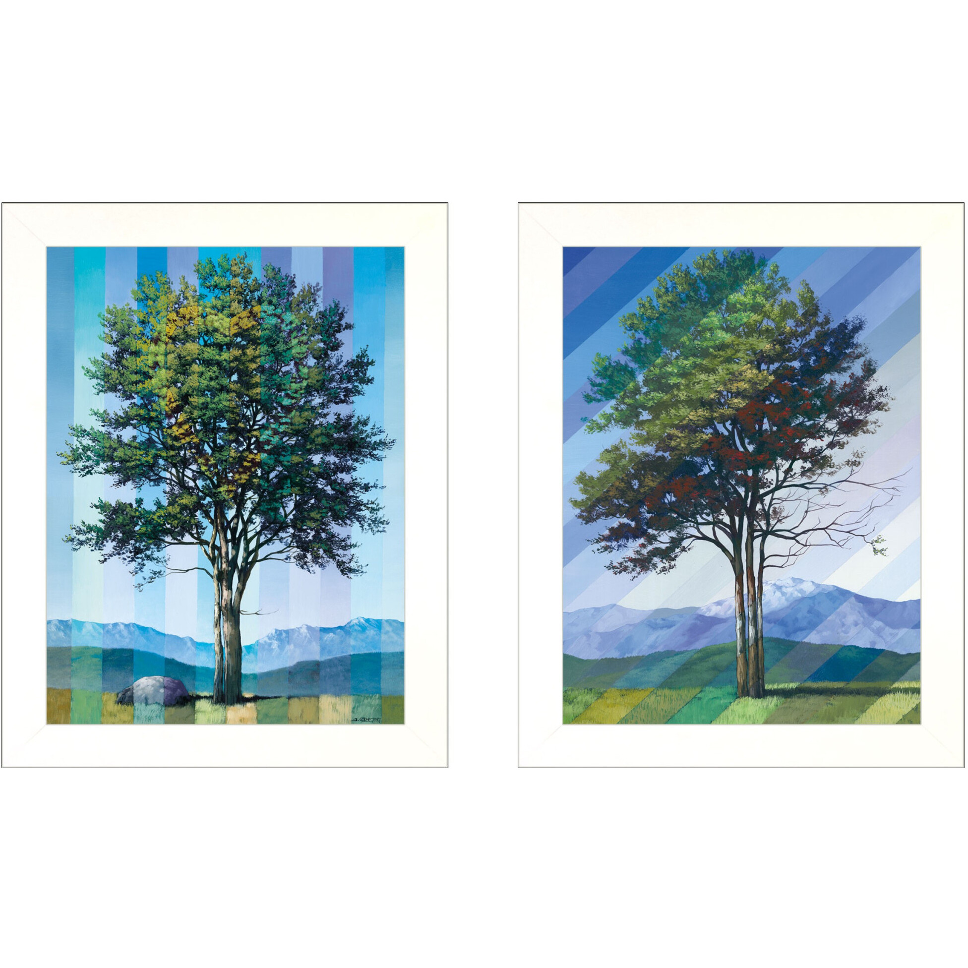 Set Of Two Catching Light as Time Passes White Framed Print Wall Art