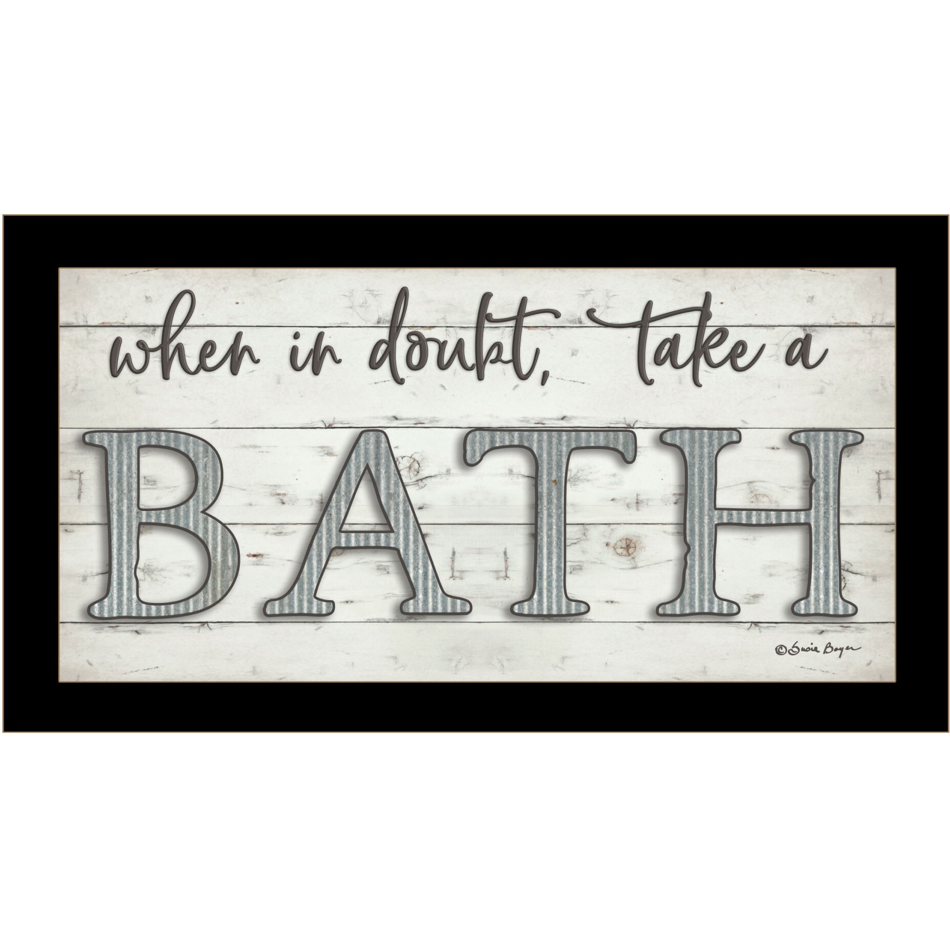 When in Doubt Take a Bath Black Framed Print Bathroom Wall Art