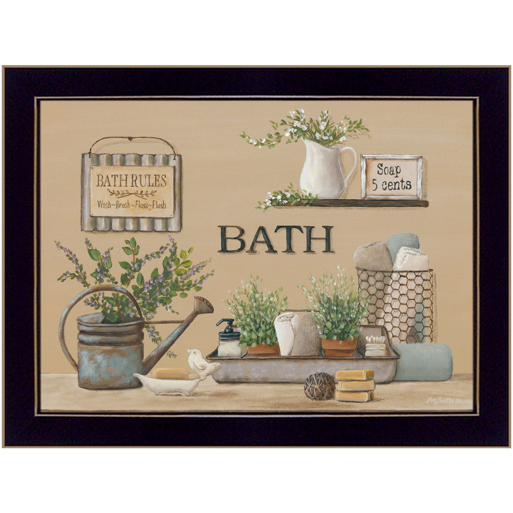 Farmhouse Bath Black Framed Print Bathroom Wall Art