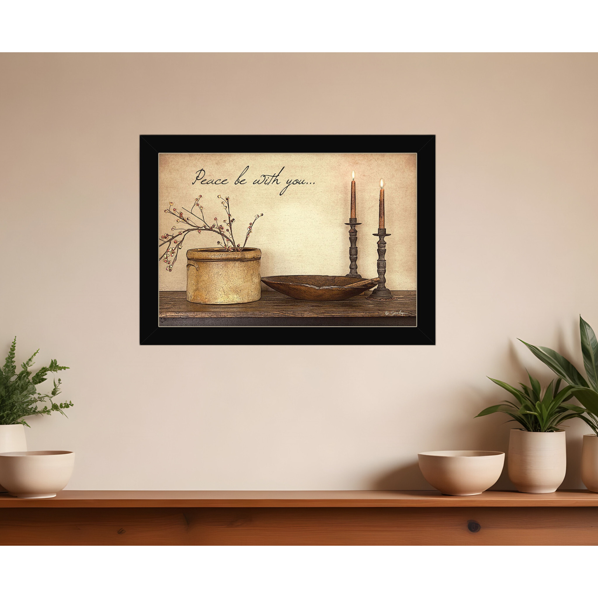 Peace Be with You Black Framed Print Wall Art