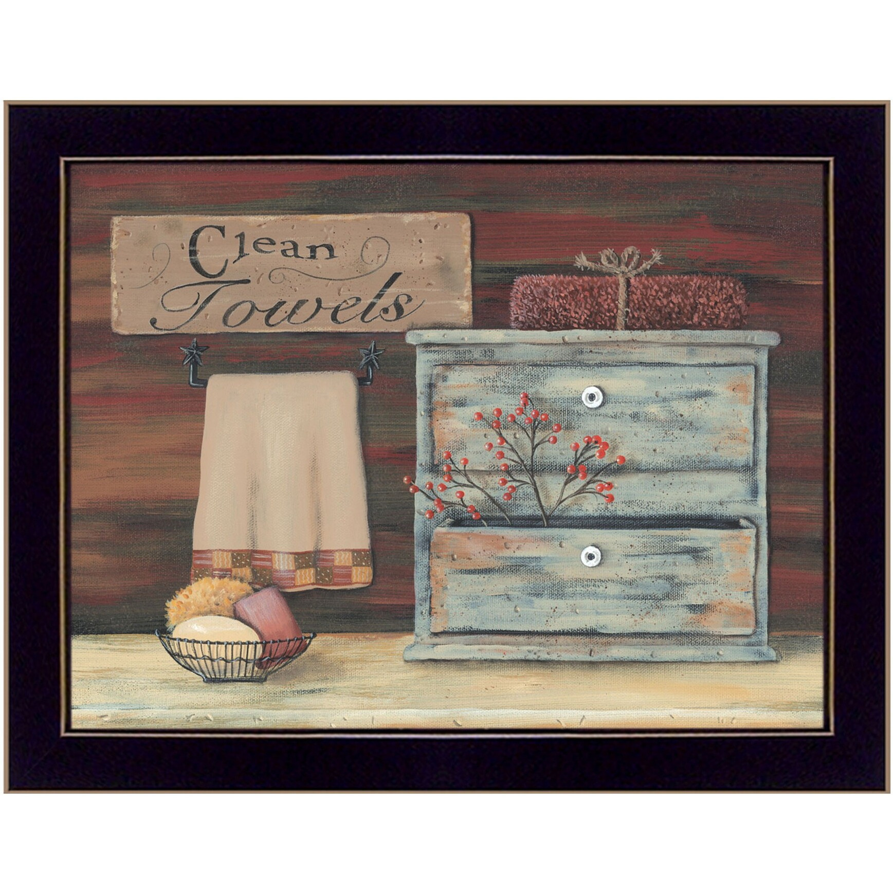 Clean Towels Black Framed Print Bathroom Wall Art