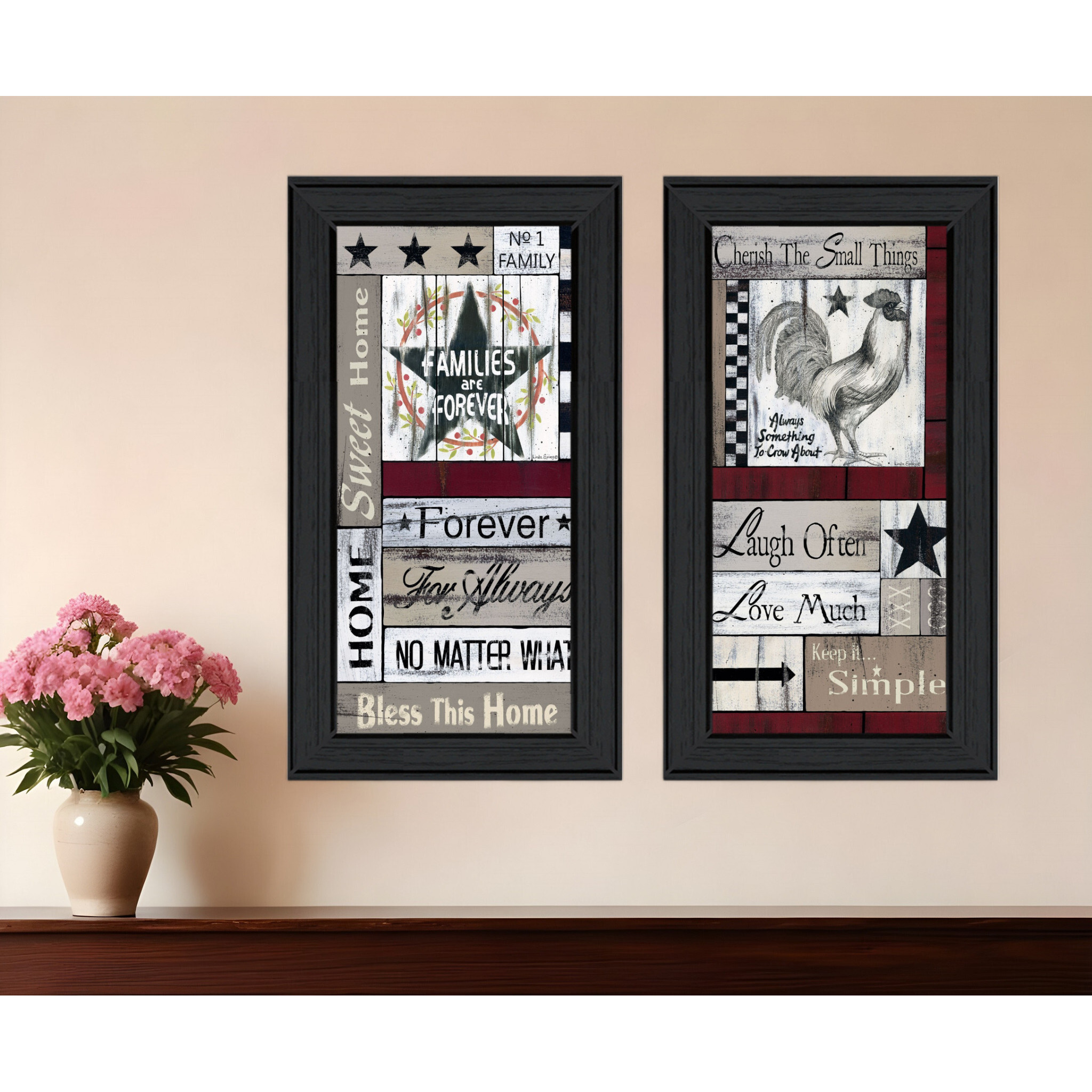 Set Of Two Family Wisdom Black Framed Print Wall Art
