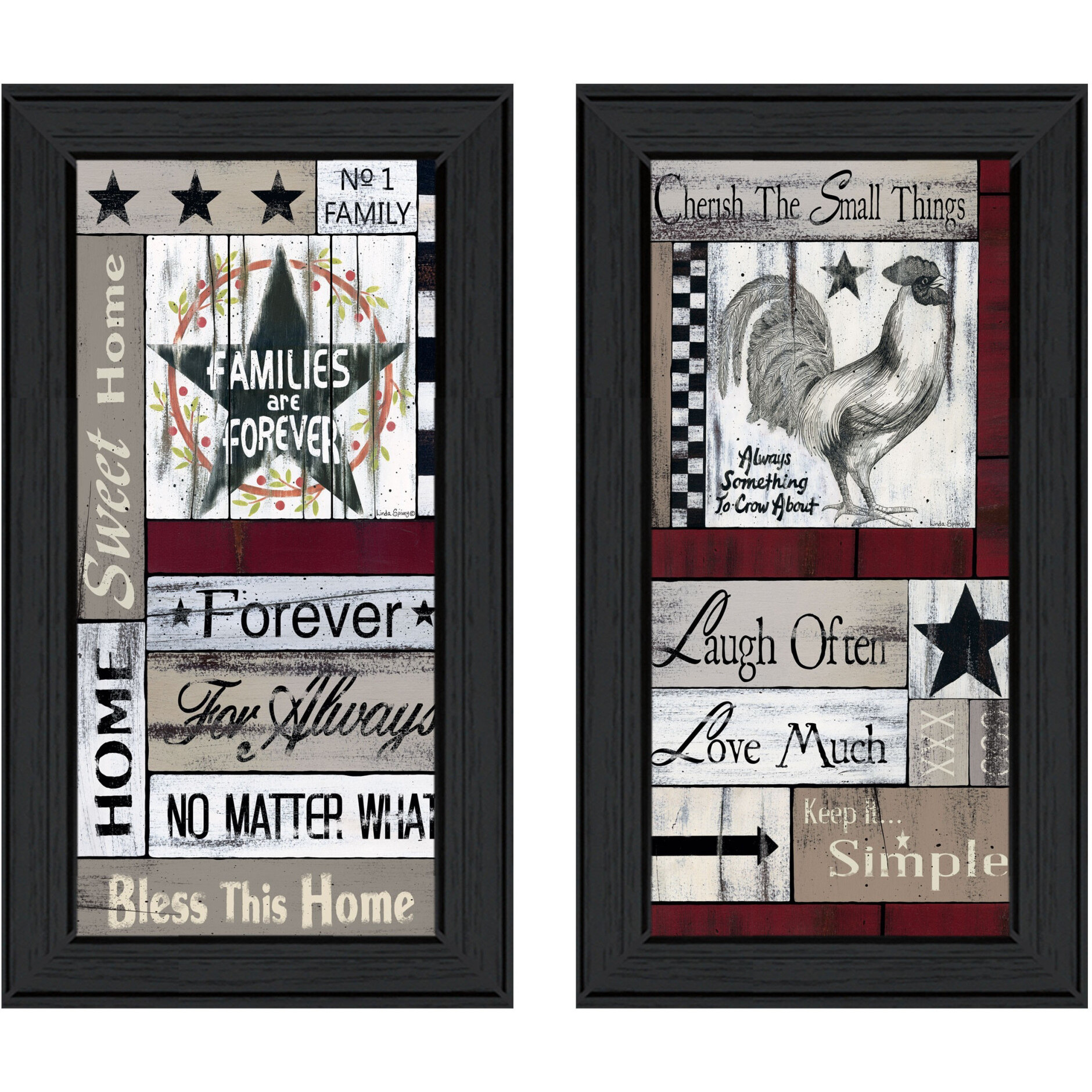 Set Of Two Family Wisdom Black Framed Print Wall Art