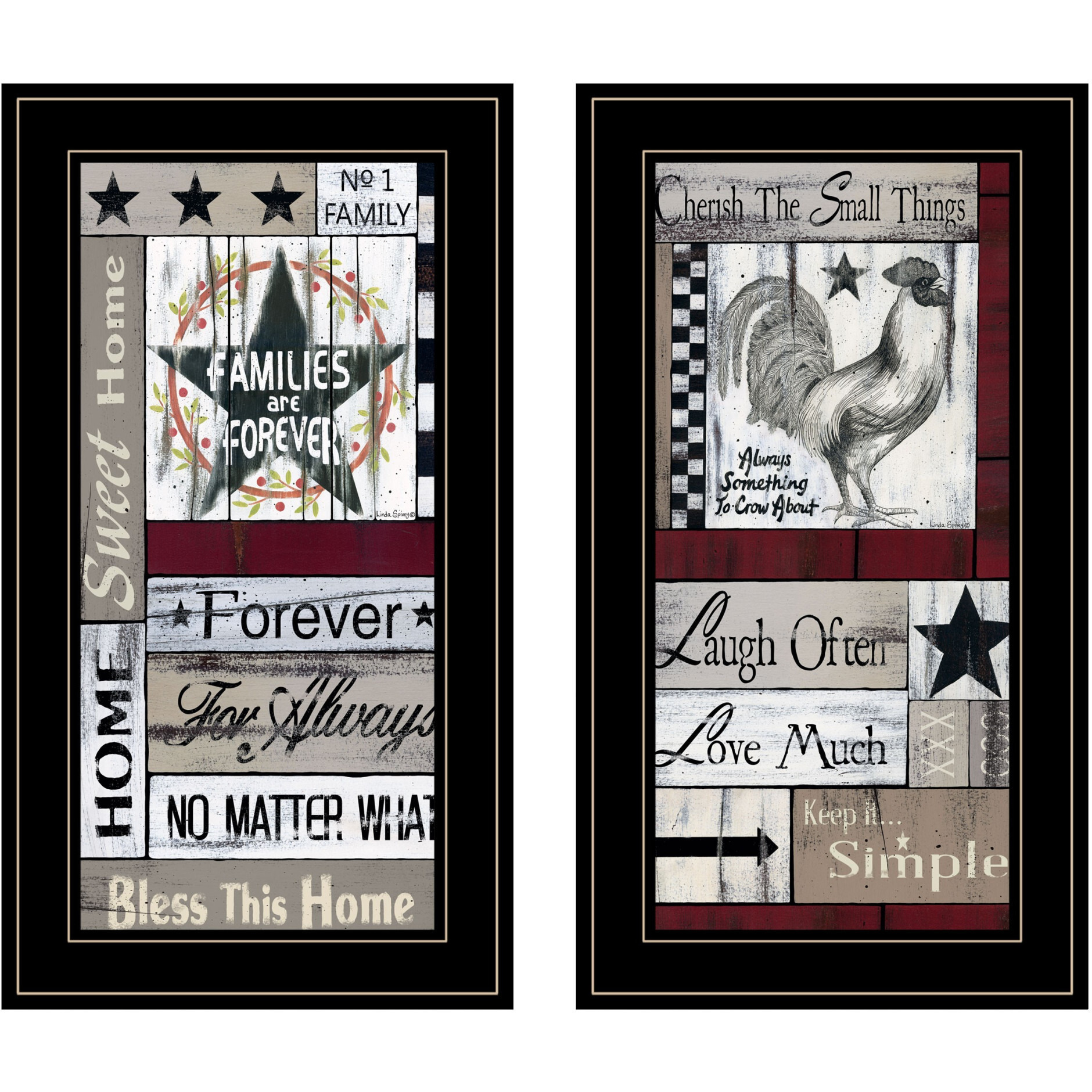 Set Of Two Family Wisdom Black Framed Print Wall Art