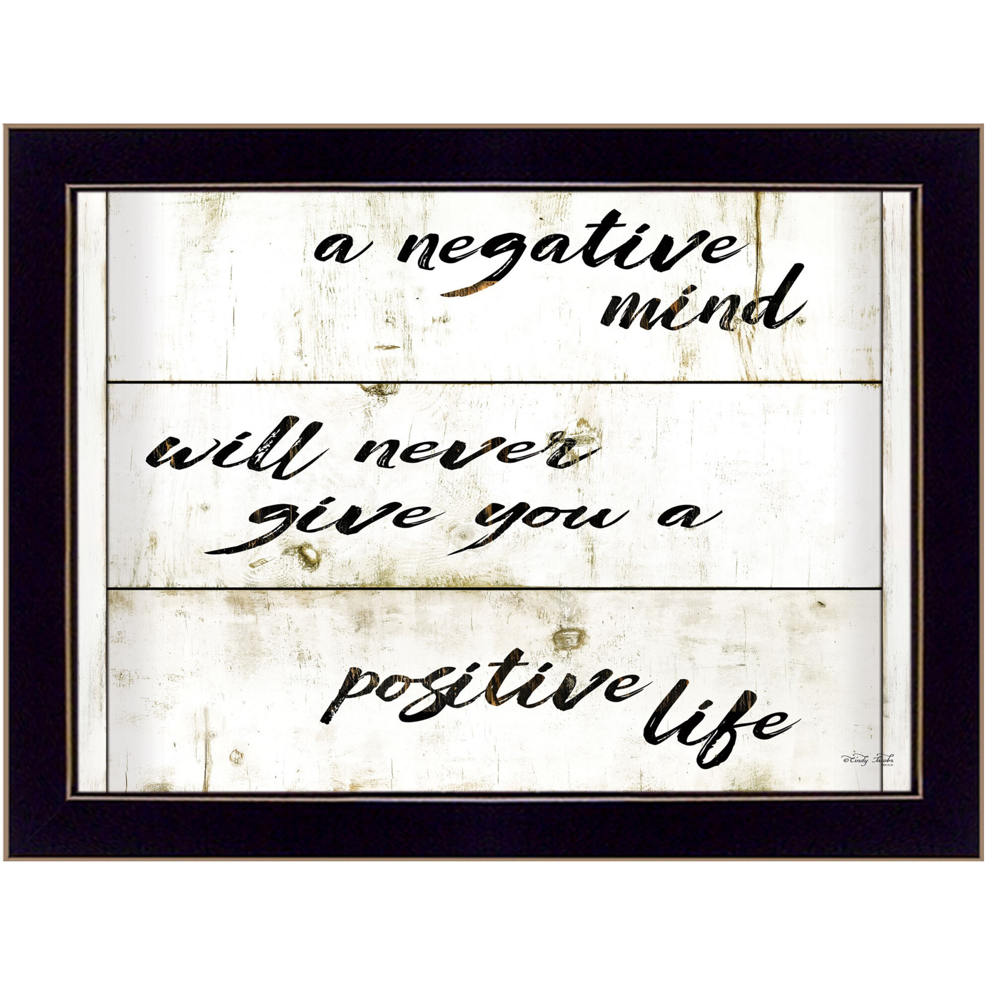 Positive Life Black Framed Print Wall Art