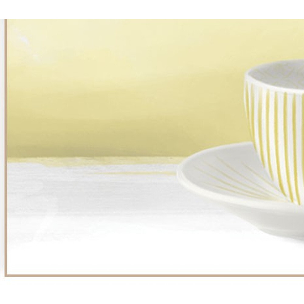 Stack of Tea CupsYellow White Framed Print Kitchen Wall Art