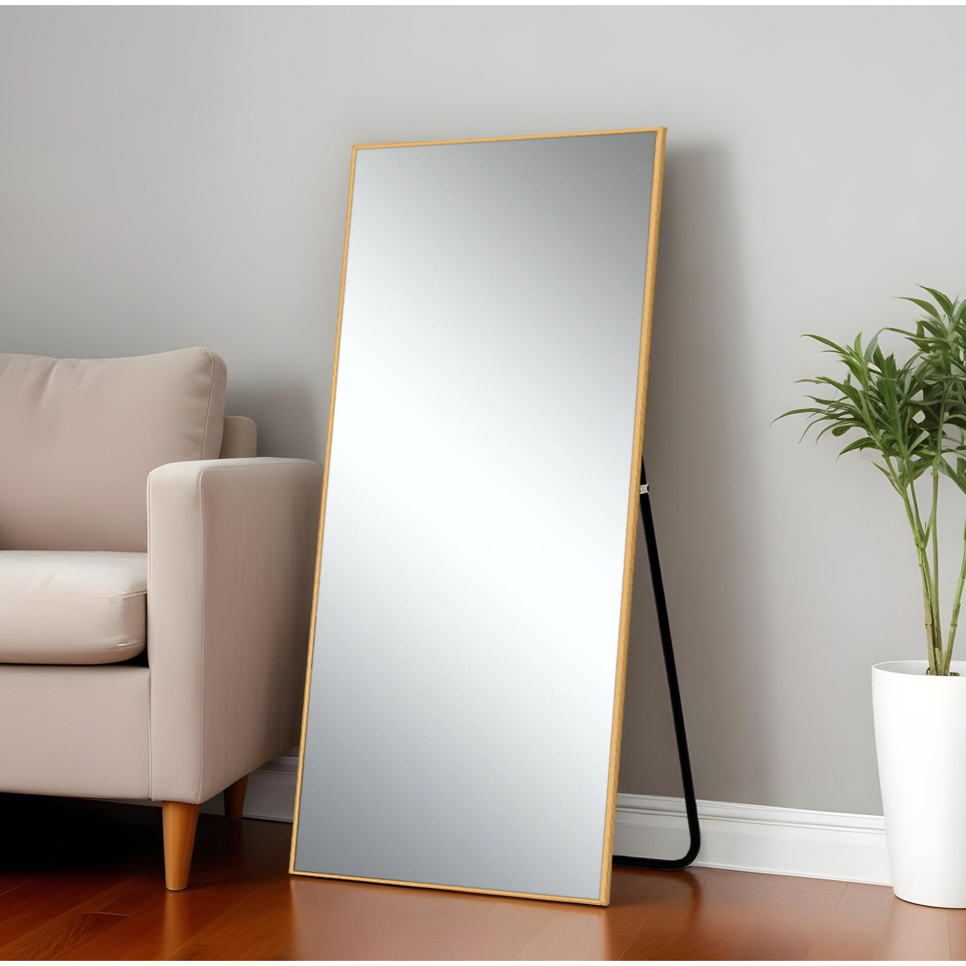 71" Gold Metal Framed Standing Mirror