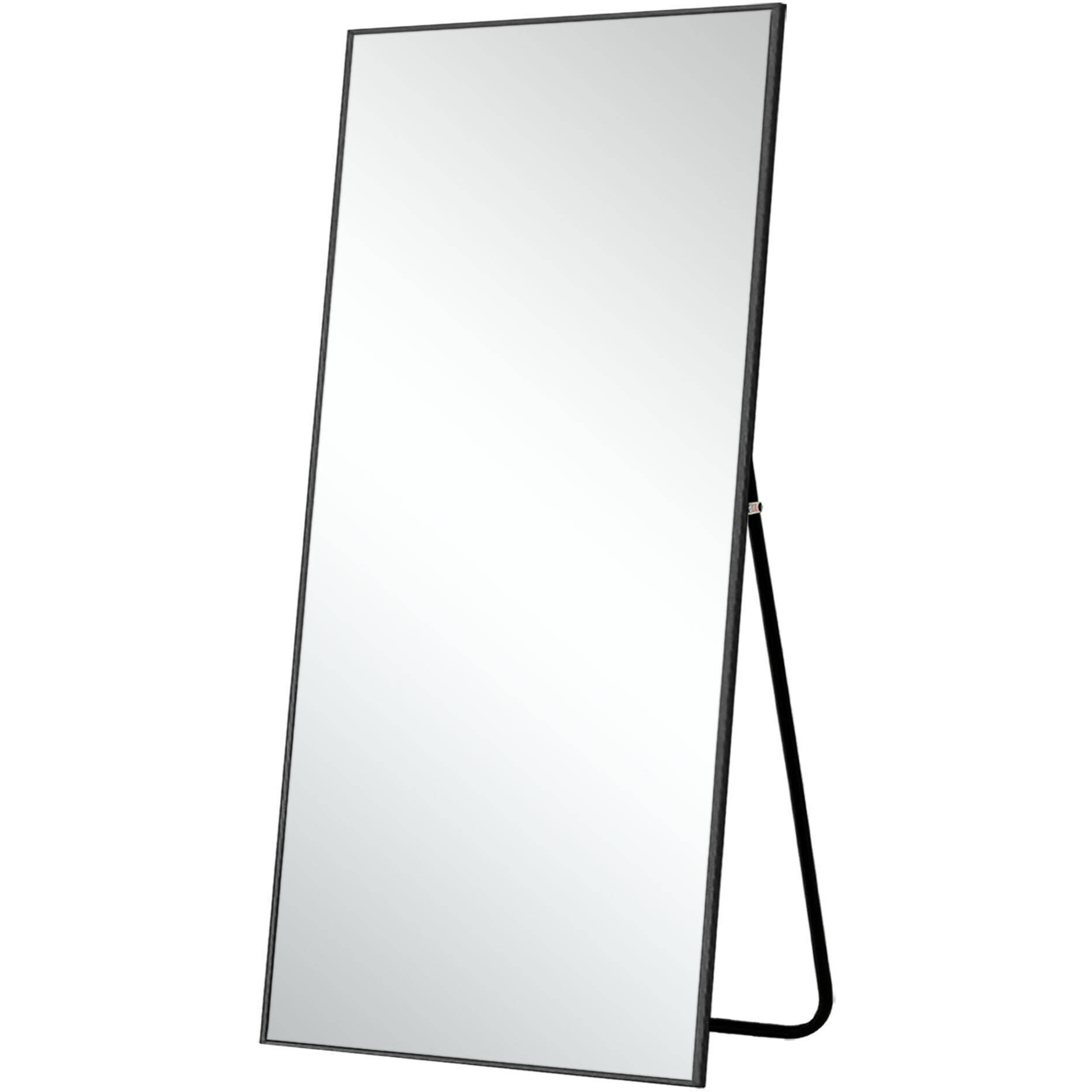 71" Black Metal Framed Leaning or Hanging Full Length Mirror