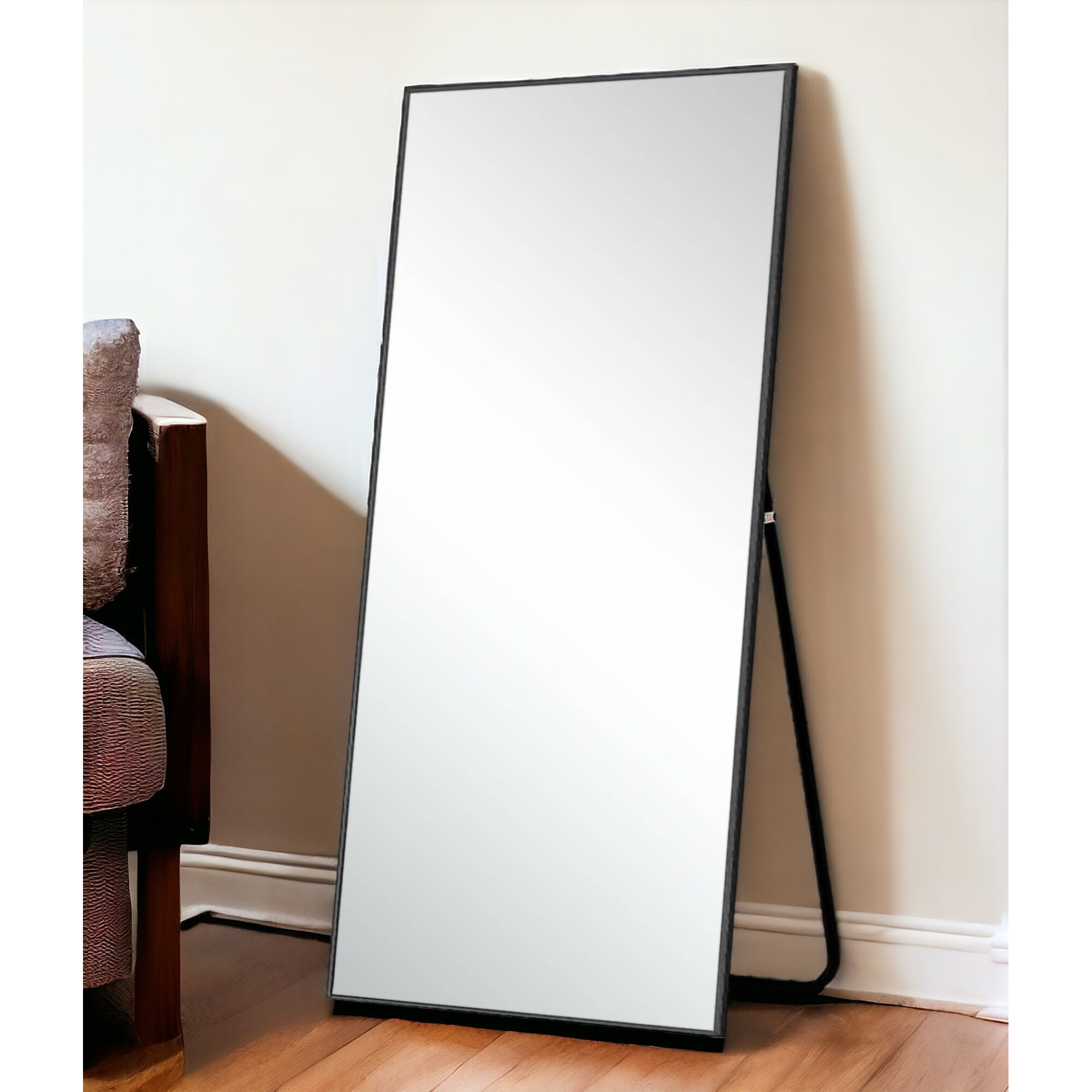 71" Black Metal Framed Leaning or Hanging Full Length Mirror
