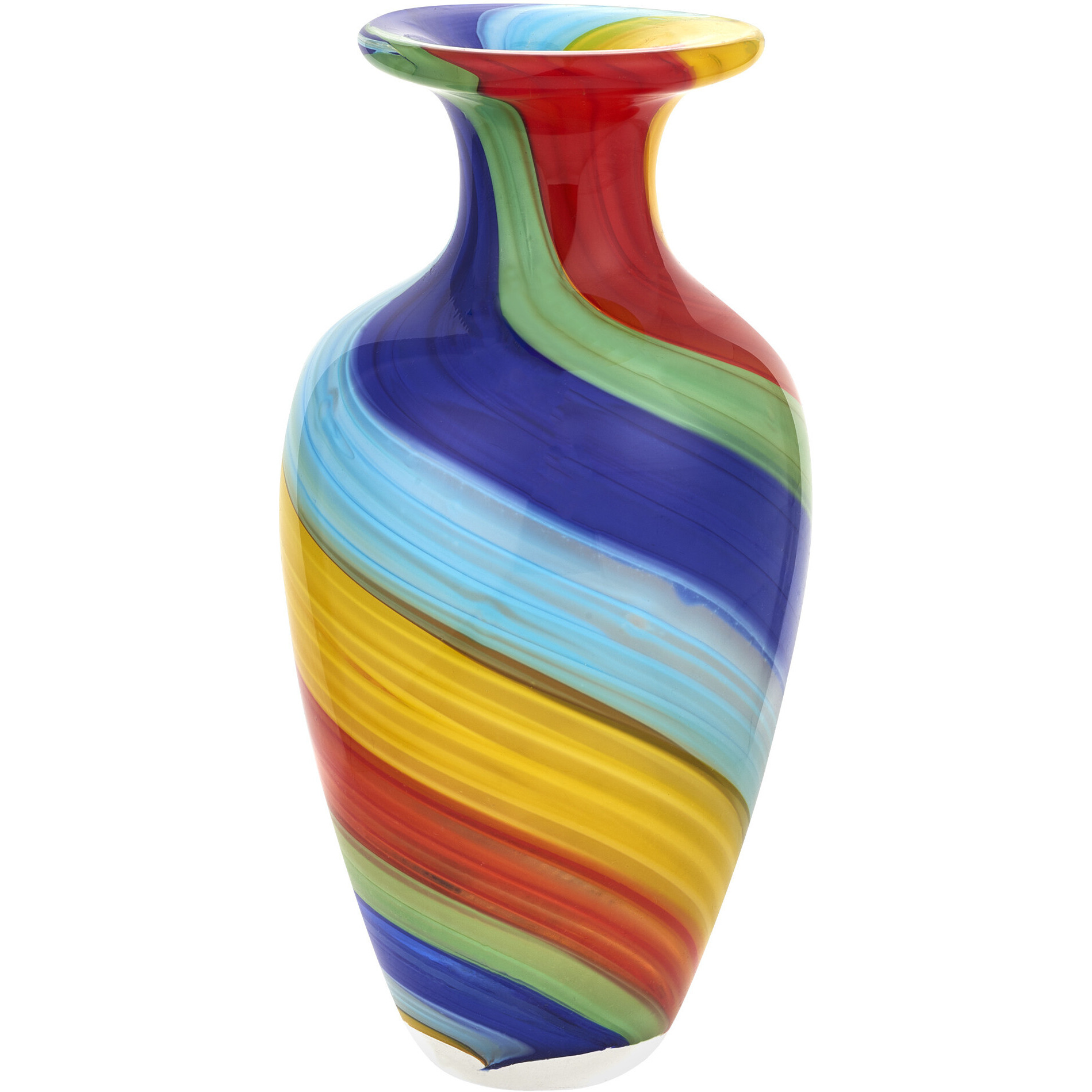 10" Rainbow Murano Glass Abstract Round Table Vase