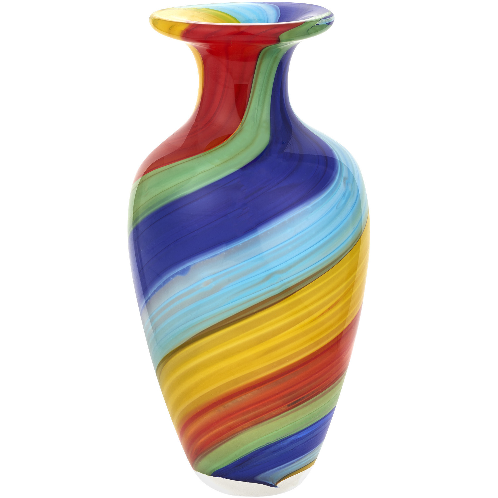10" Rainbow Murano Glass Abstract Round Table Vase