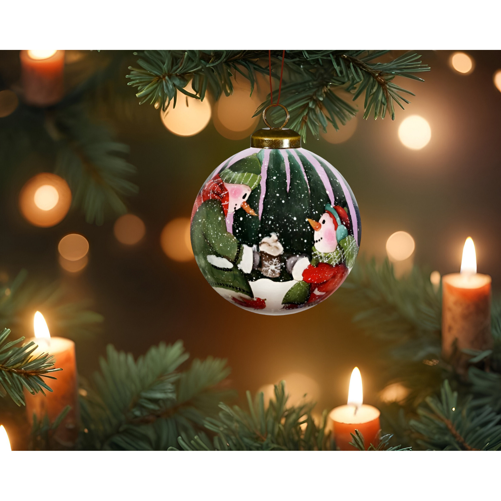 Snowman You Are a Blessing To Me Hand Painted Mouth Blown Glass Ornament